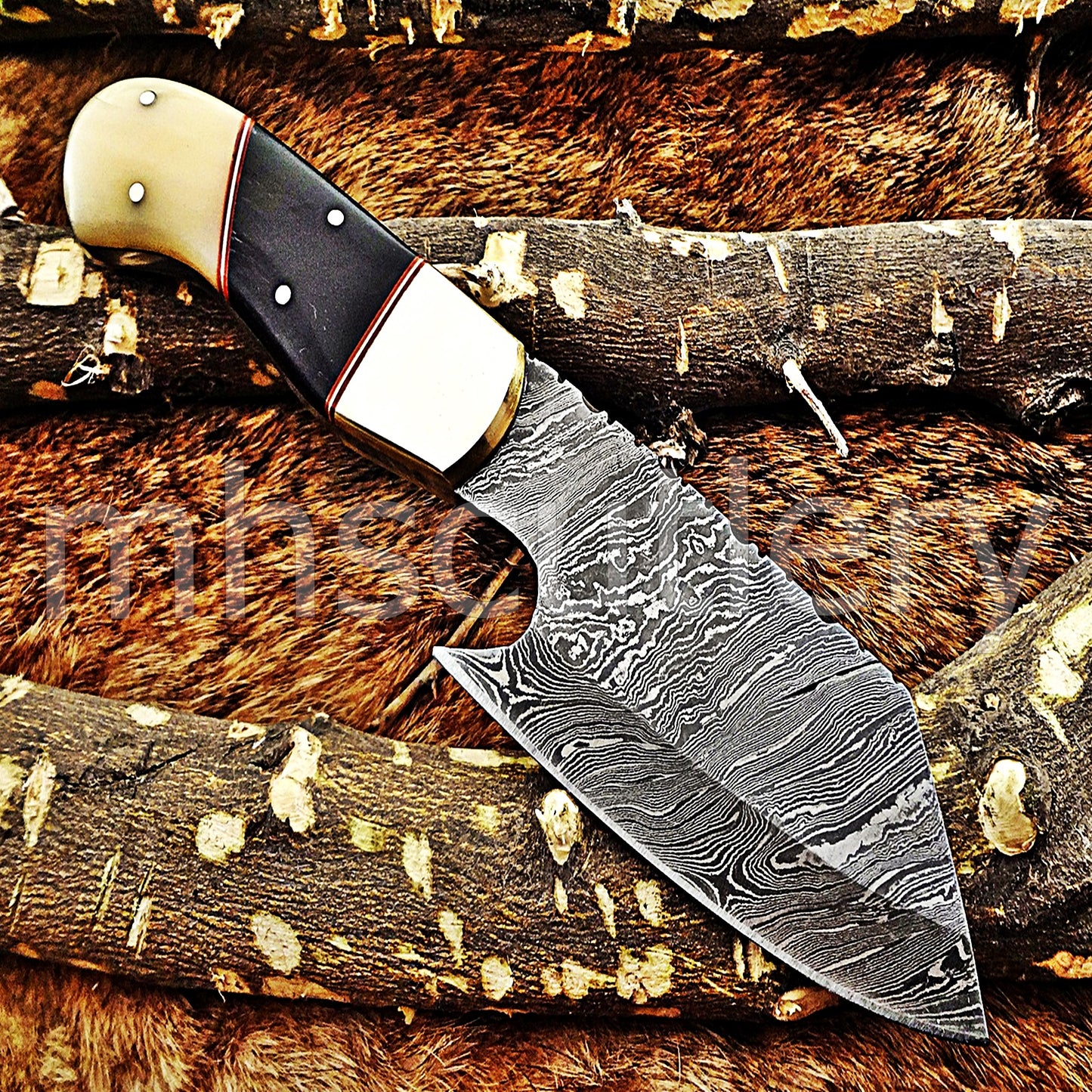 Damascus Steel Mini EDC Cleaver Knife | mhscutlery