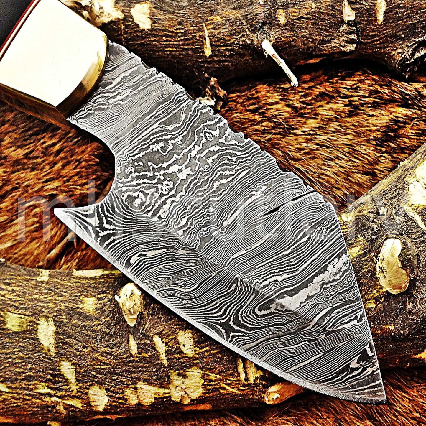 Handmade Damascus Steel Sheepsfoot Hunting Skinner Knife With Natural handle | mhscutlery