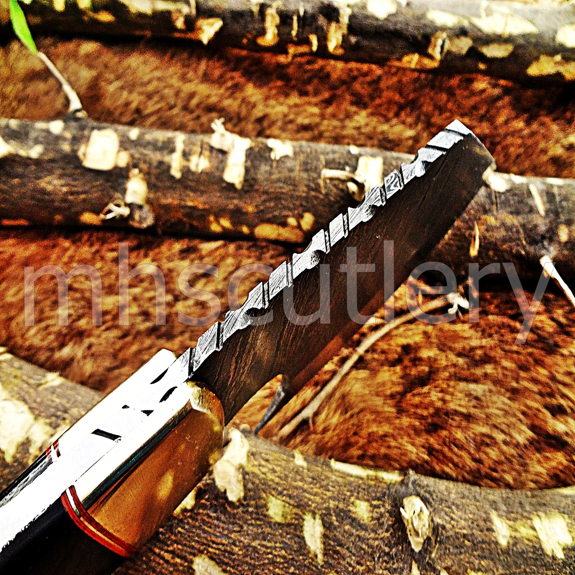 Damascus Steel Mini EDC Cleaver Knife | mhscutlery