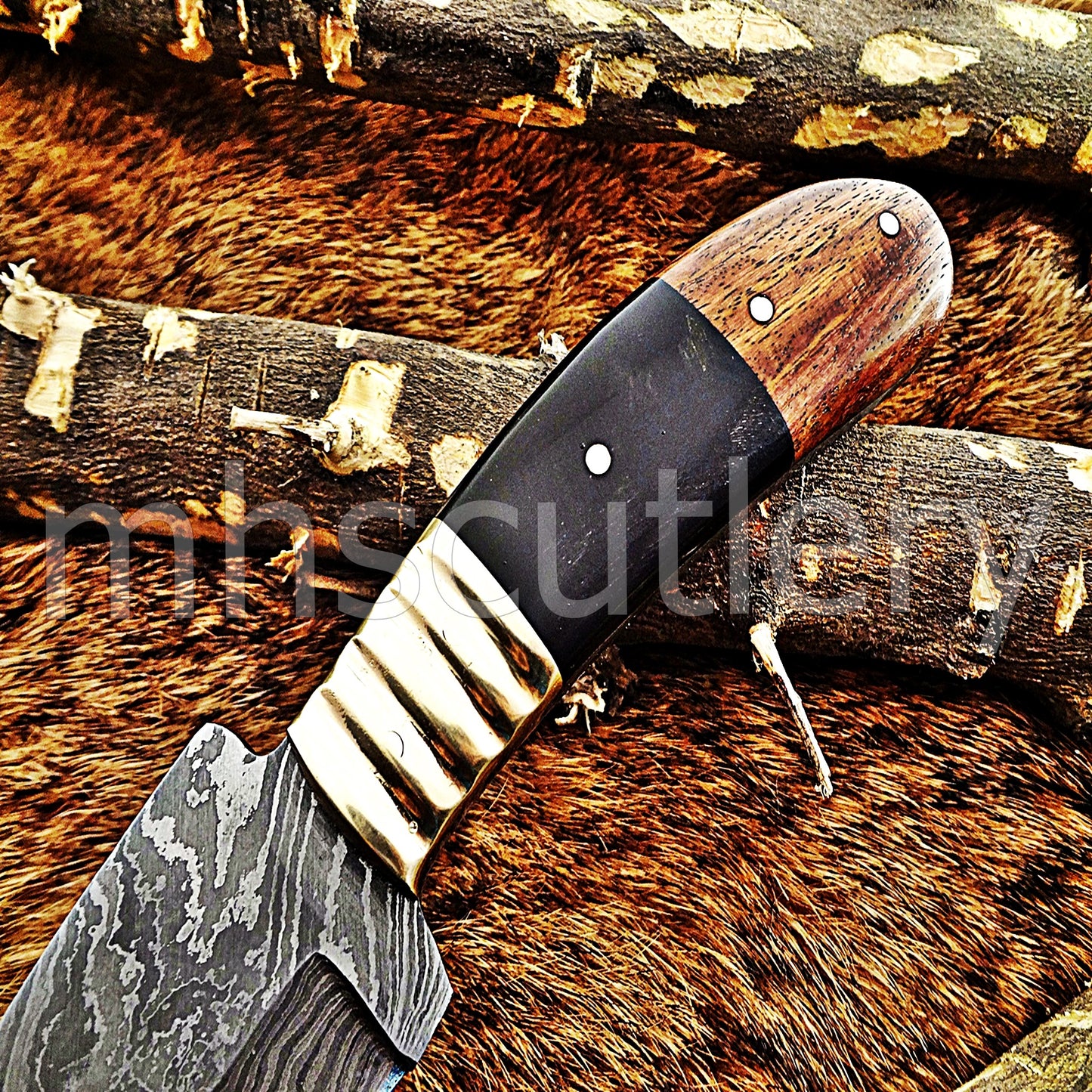 Custom Made Damascus Steel Fancy Hunter Skinning Knife | mhscutlery