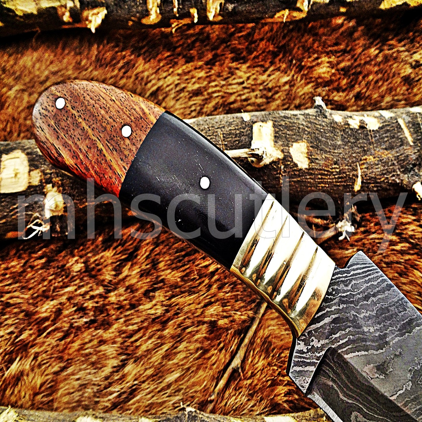 Custom Made Damascus Steel Fancy Hunter Skinning Knife | mhscutlery