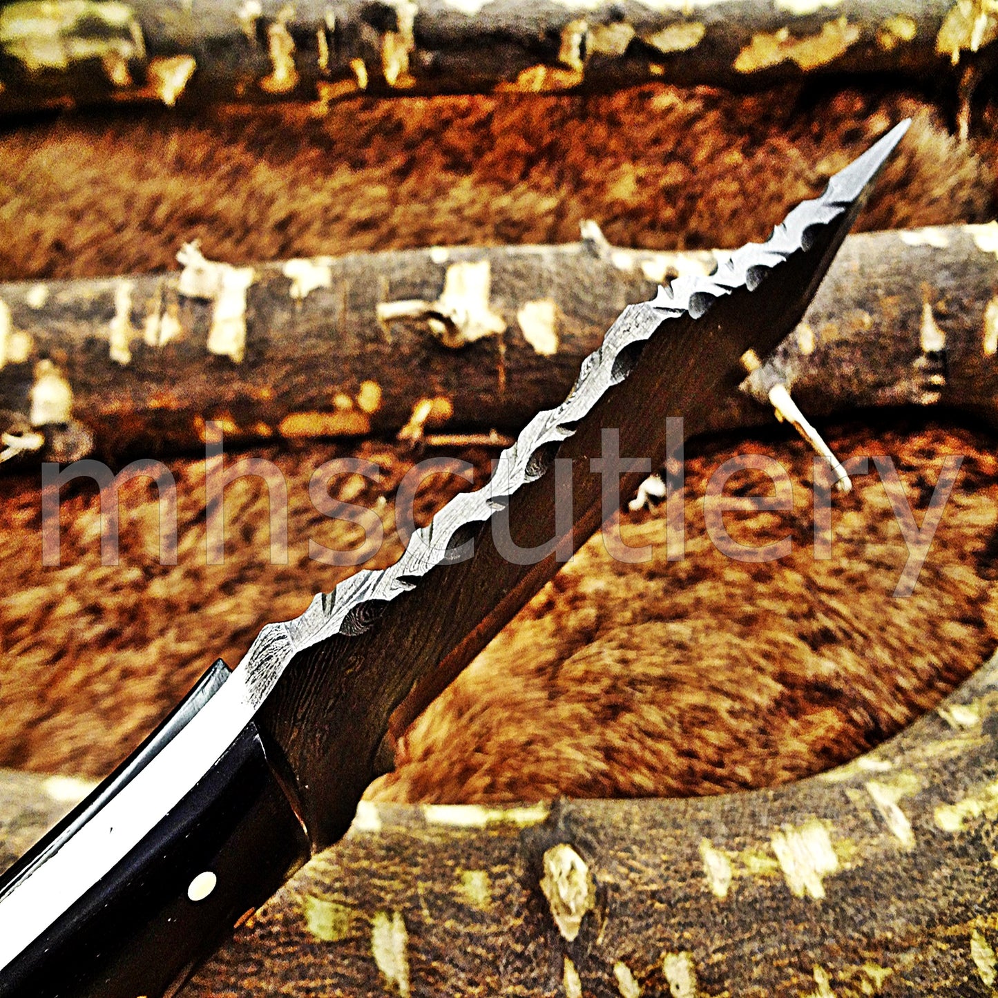 Hand Forged Damascus Steel Tanto Skinner Hunting Knife | mhscutlery