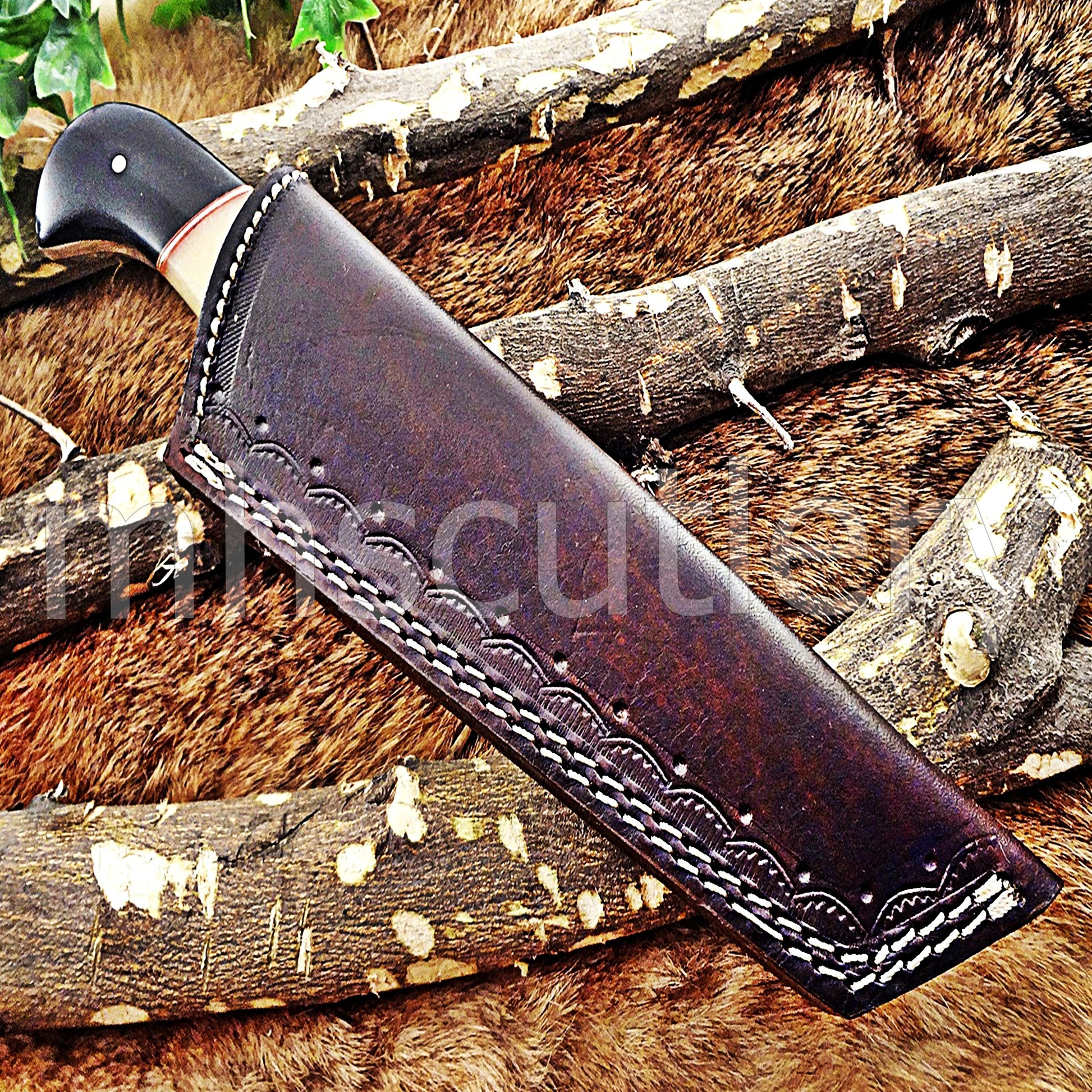 Hand Forged Damascus Steel Tanto Skinner Hunting Knife | mhscutlery