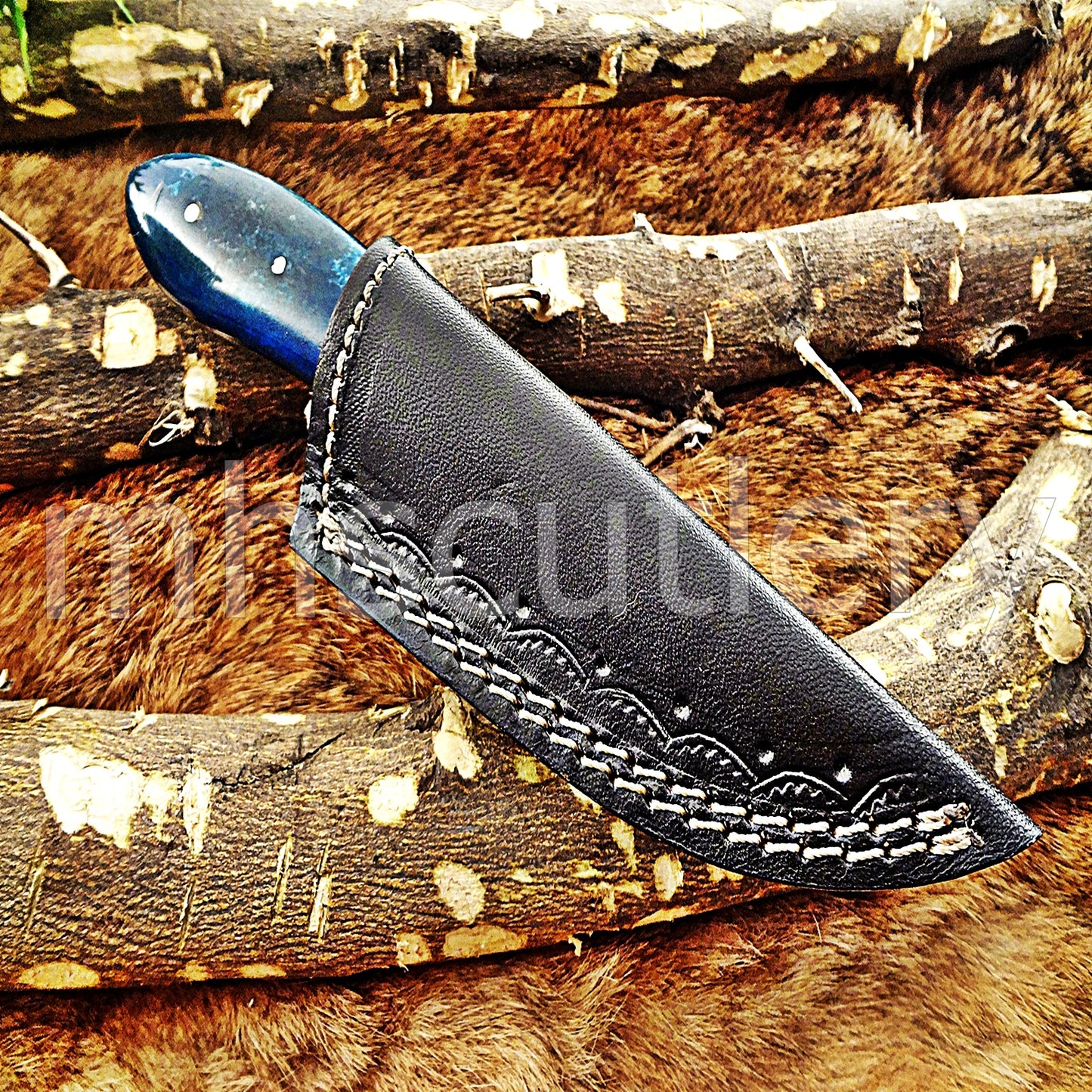 Handmade Damascus Steel Mini Hunting Skinner Knife / Bone Handle | mhscutlery