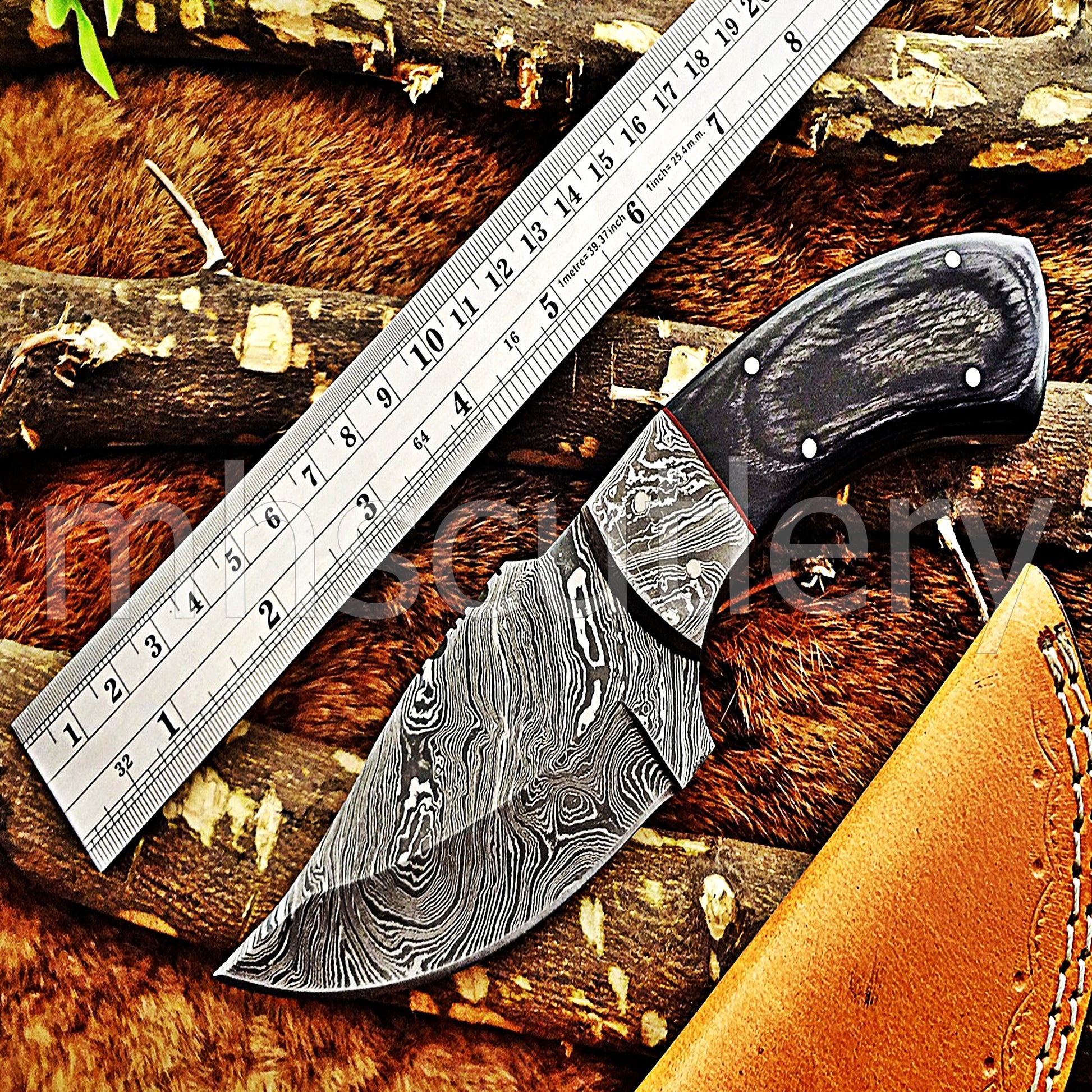 Damascus Steel Mini Hunter Skinner Knife | mhscutlery