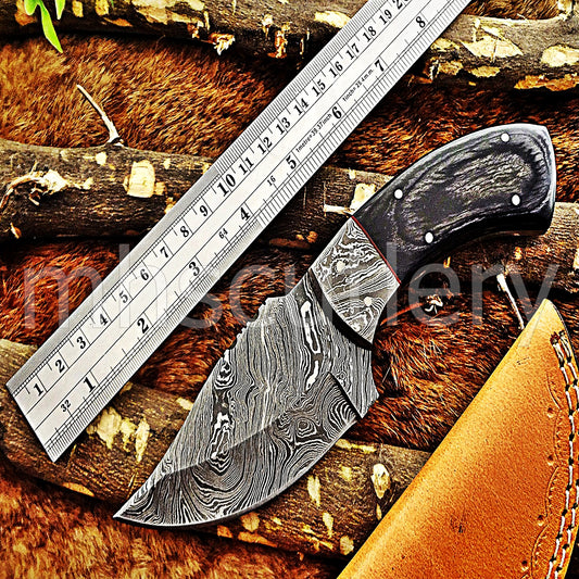 Damascus Steel Mini Hunter Skinner Knife | mhscutlery