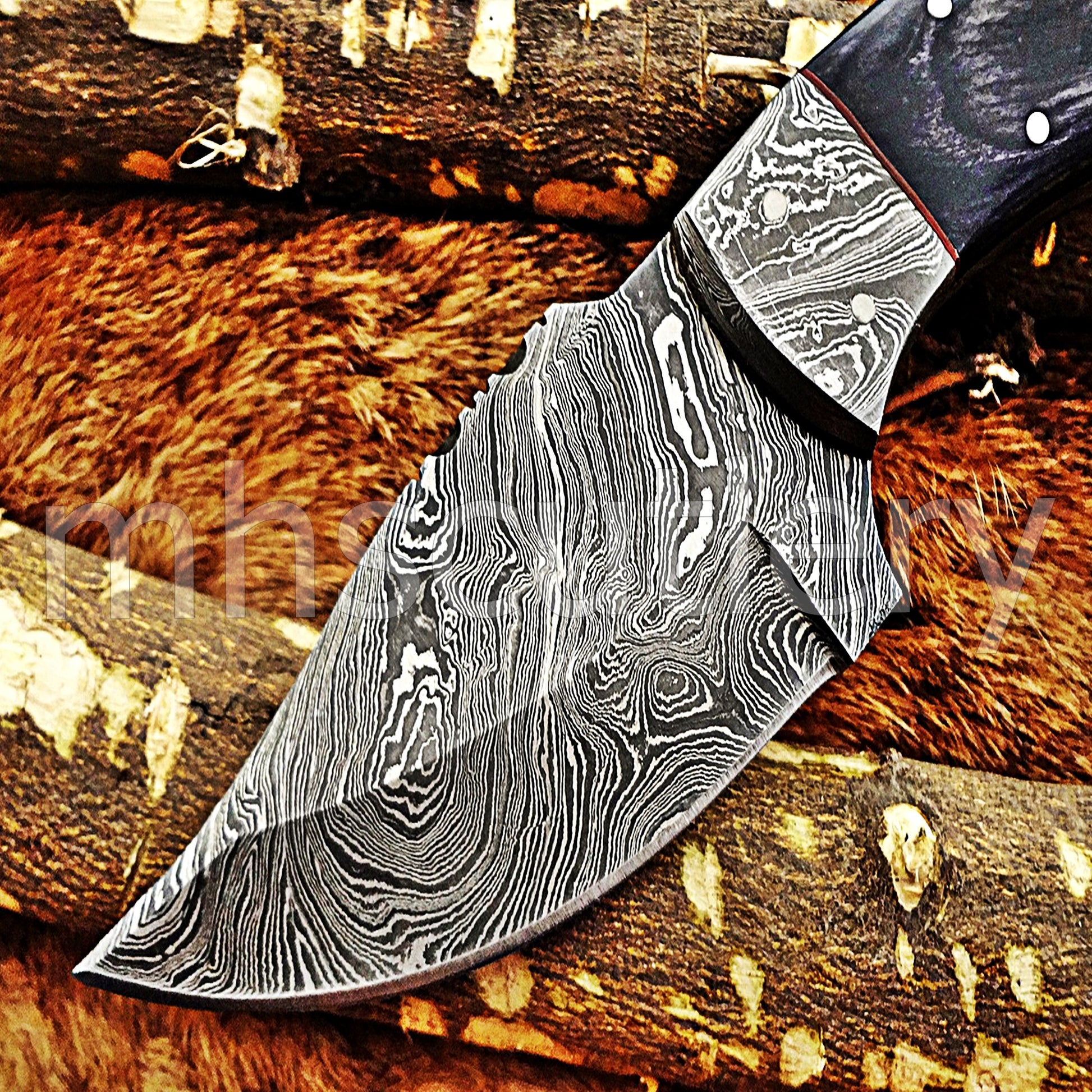 Damascus Steel Mini Hunter Skinner Knife | mhscutlery