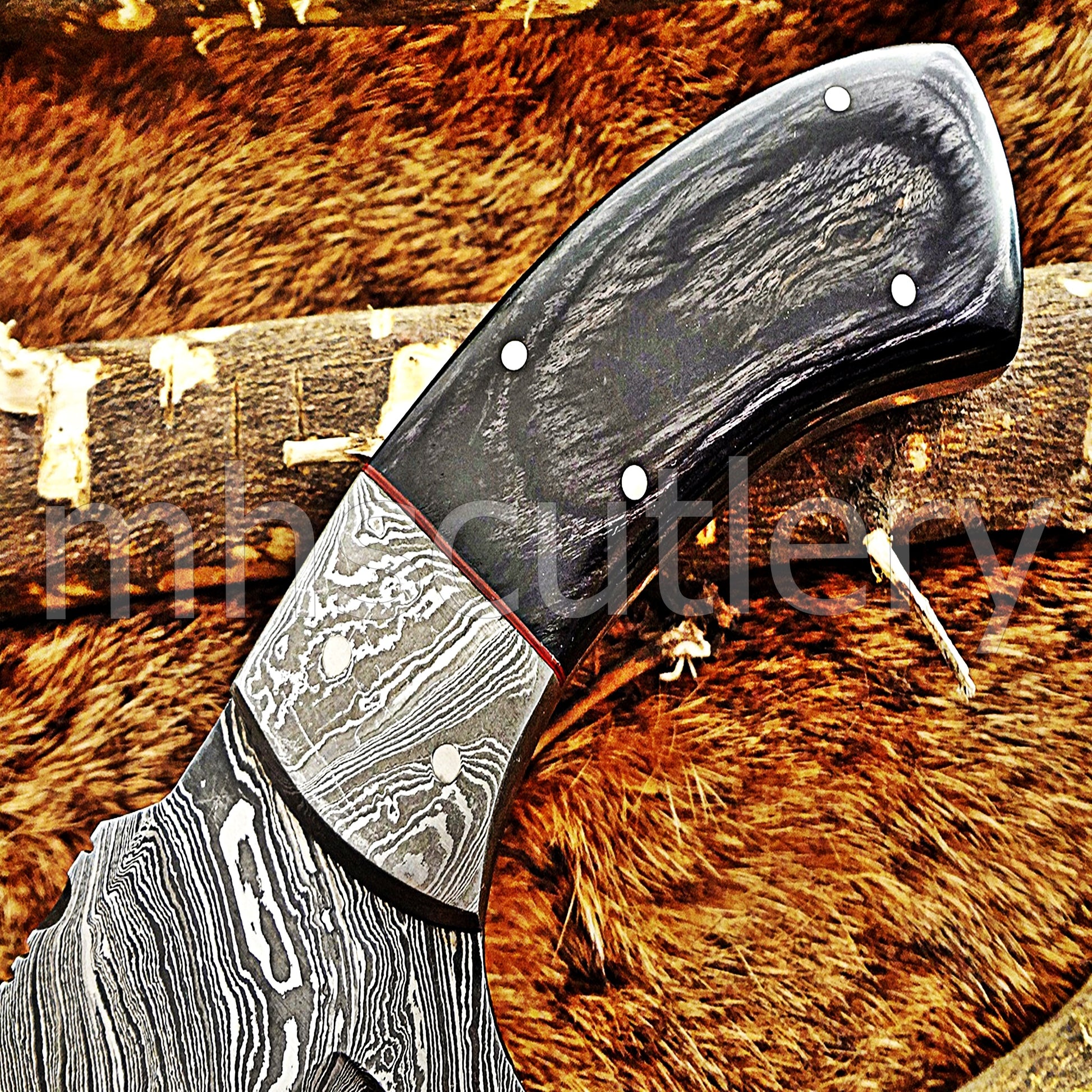 Custom Made Damascus Steel Mini Hunter Skinning Knife / Pakka Wood Handle | mhscutlery