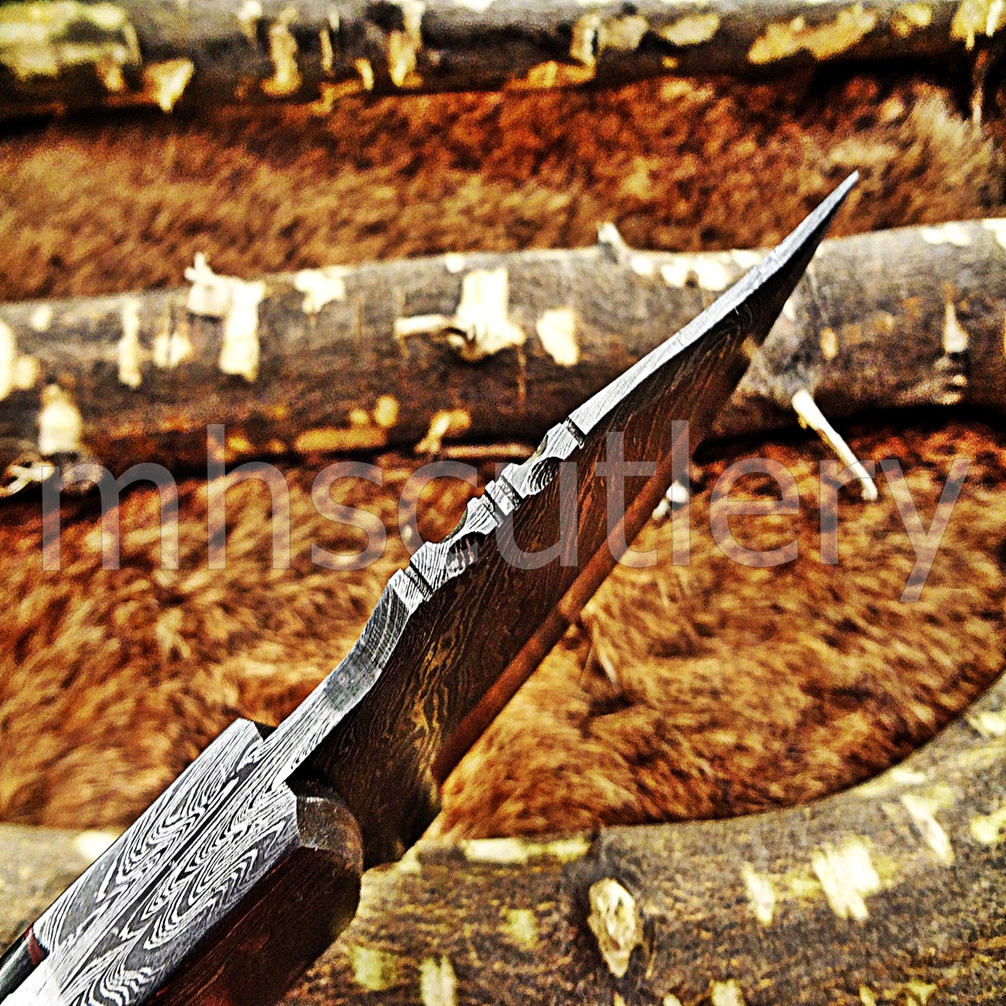 Damascus Steel Mini Hunter Skinner Knife | mhscutlery