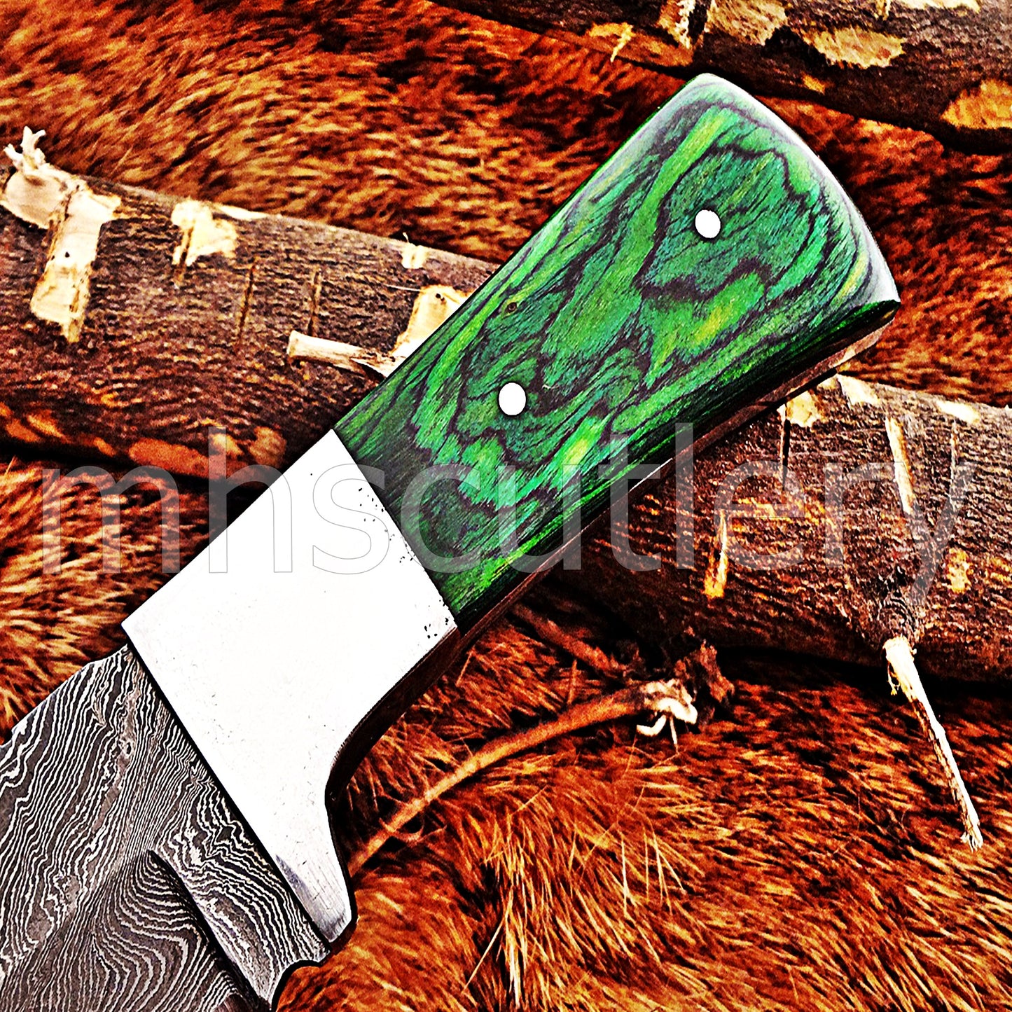 Hand Forged Damascus Steel Mini Gut Hook Skinner Hunting Knife | mhscutlery