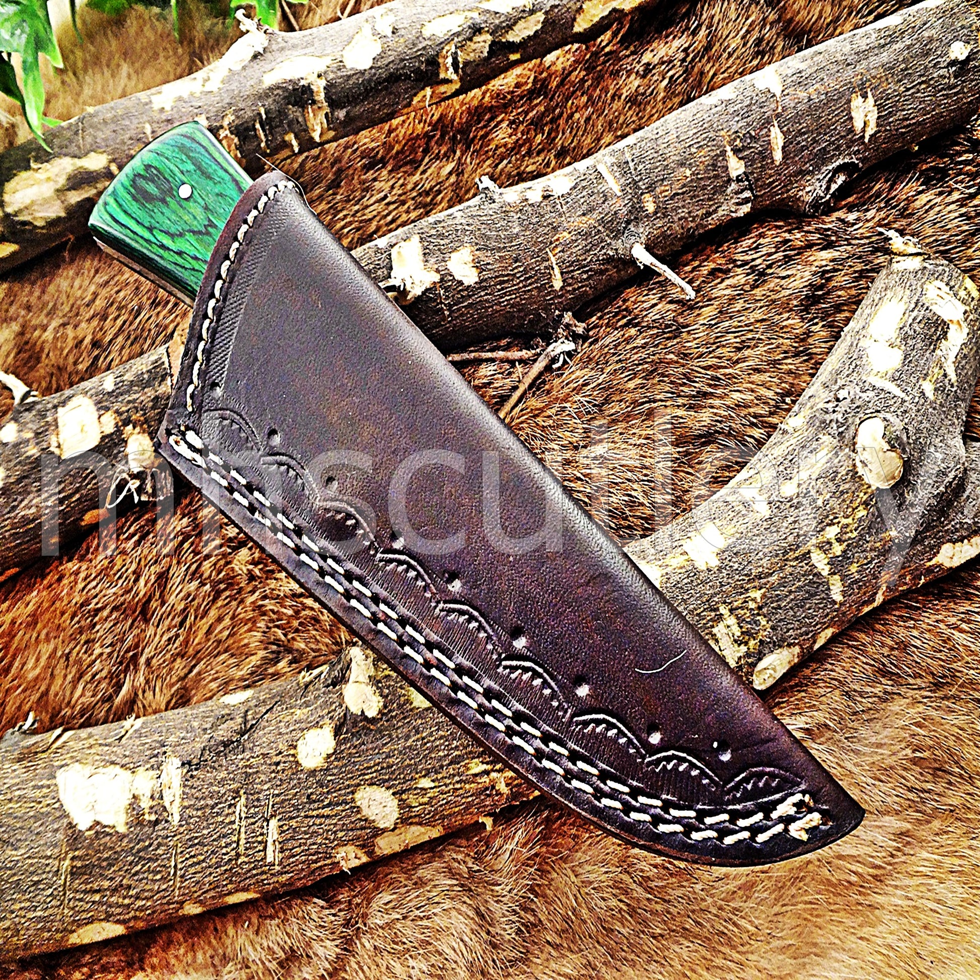 Hand Forged Damascus Steel Mini Gut Hook Skinner Hunting Knife | mhscutlery