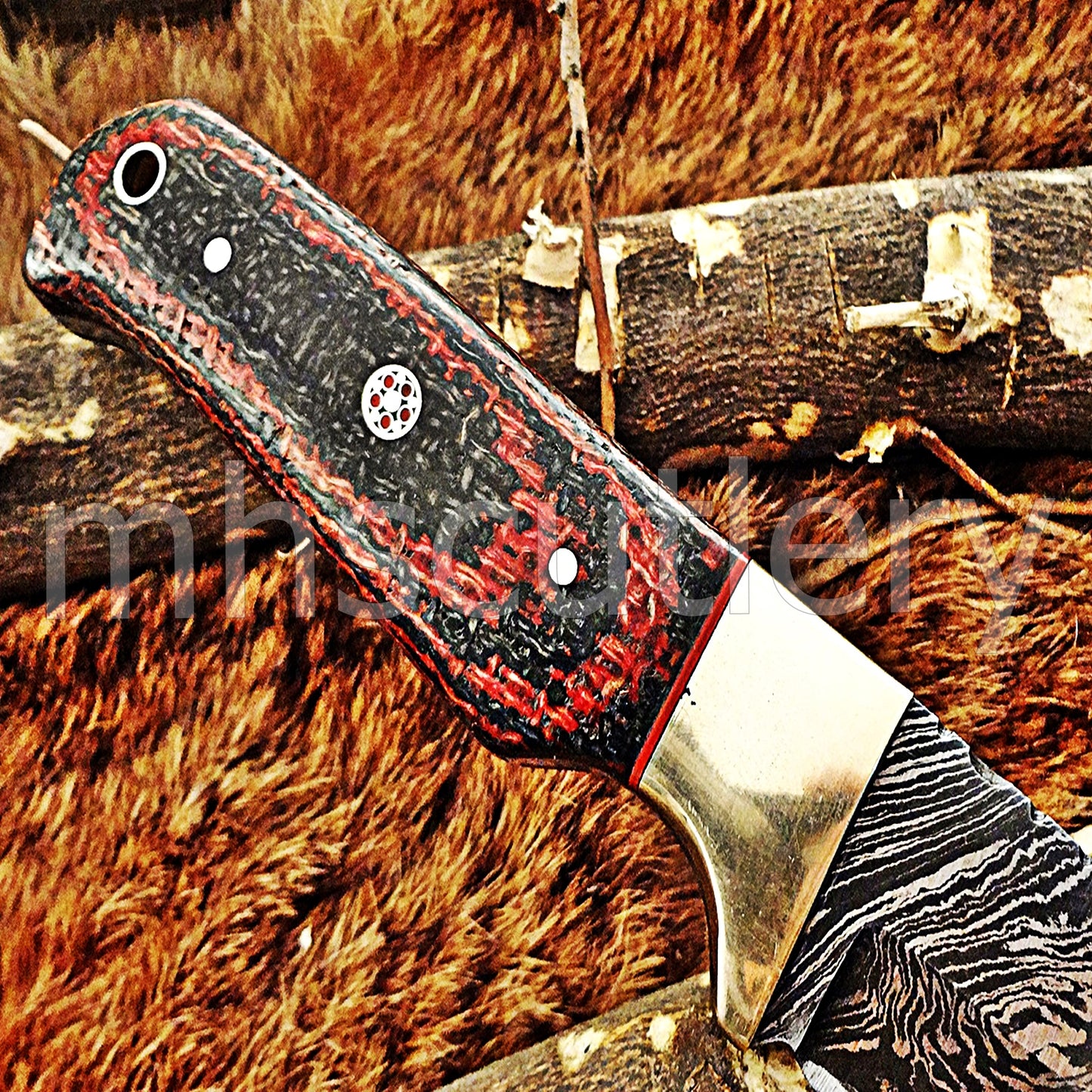 Hand Forged Damascus Steel Gut Hook Hunter Knife / Micarta Handle | mhscutlery