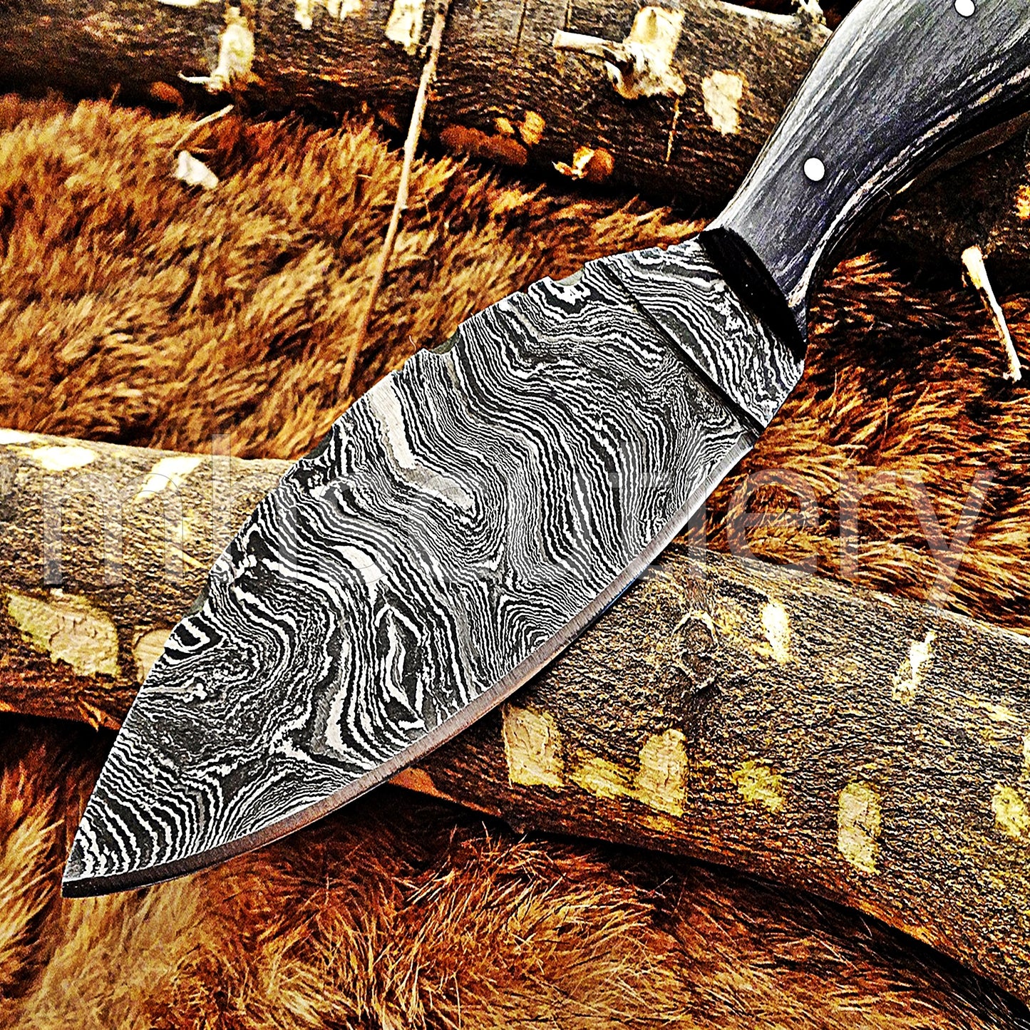 Damascus Steel Skinning Knife / Pakka Wood Handle | mhscutlery