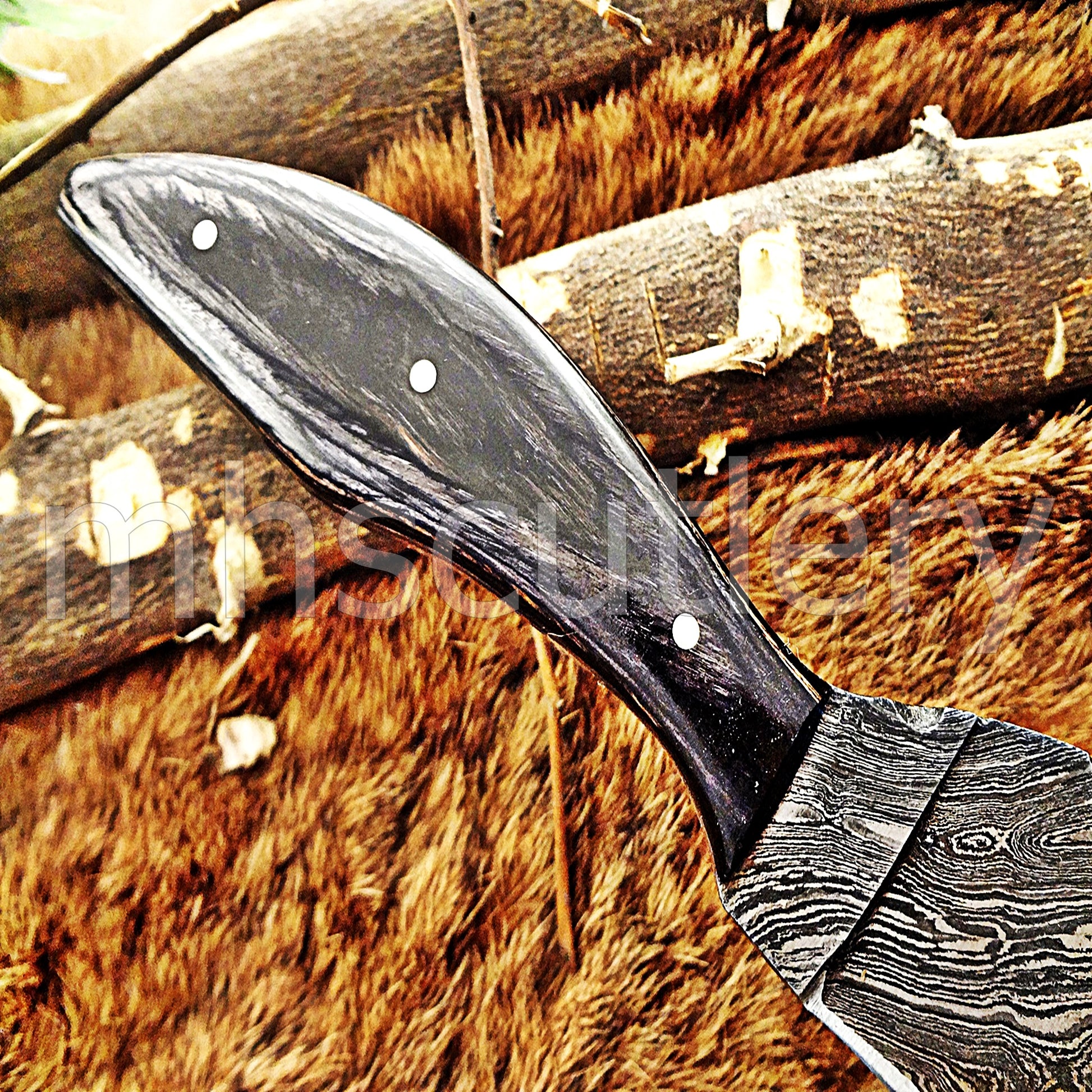 Damascus Steel Skinning Knife / Pakka Wood Handle | mhscutlery