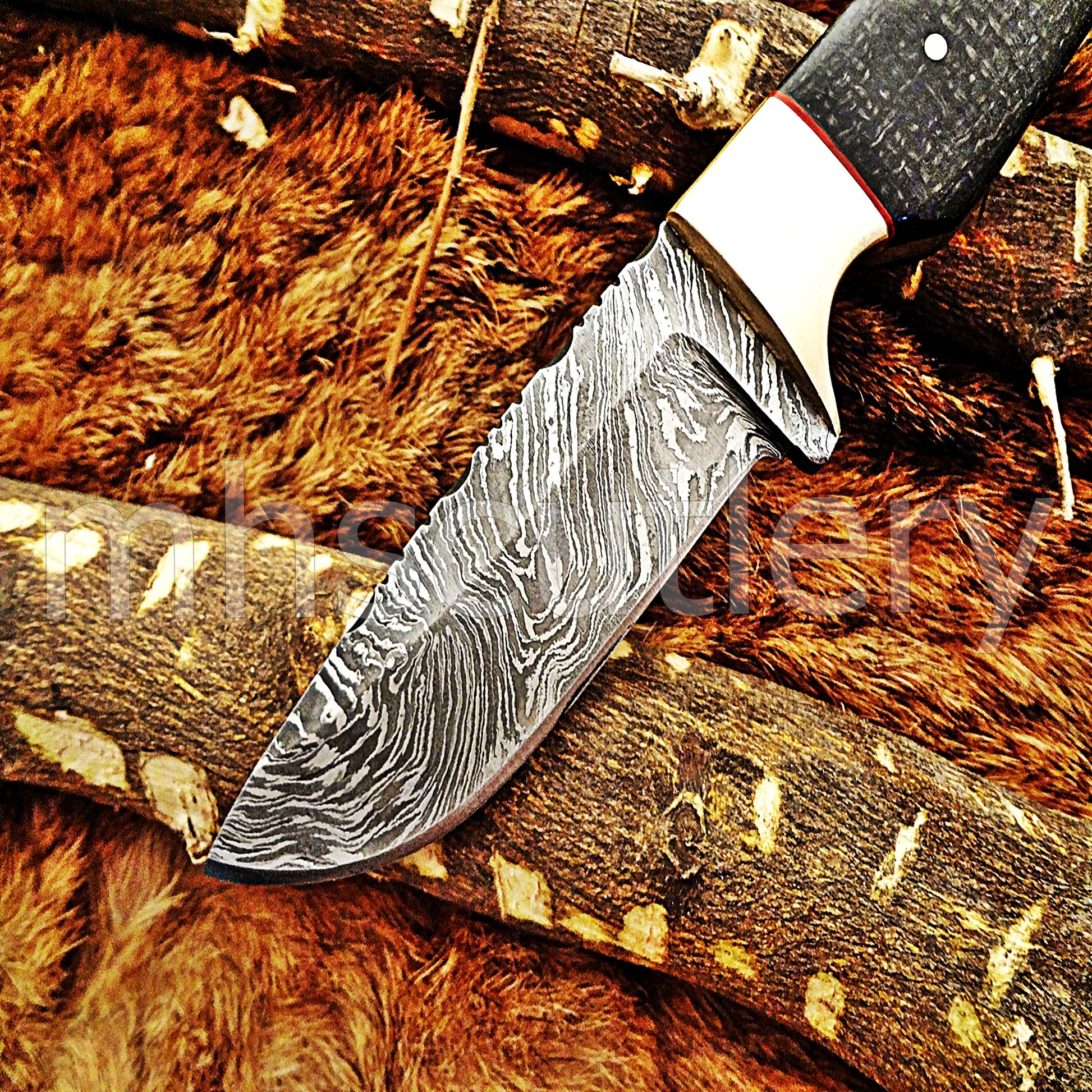 Handmade Damascus Steel Micarta Skinner Knife | mhscutlery