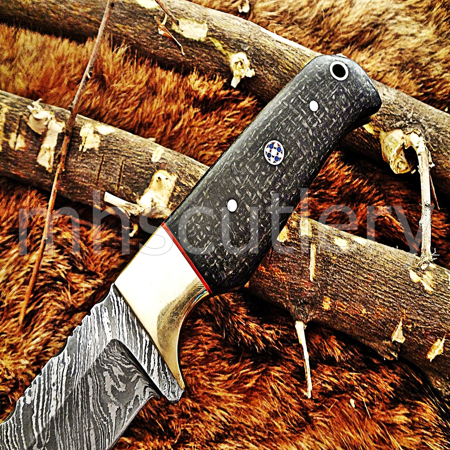 Handmade Damascus Steel Micarta Skinner Knife | mhscutlery