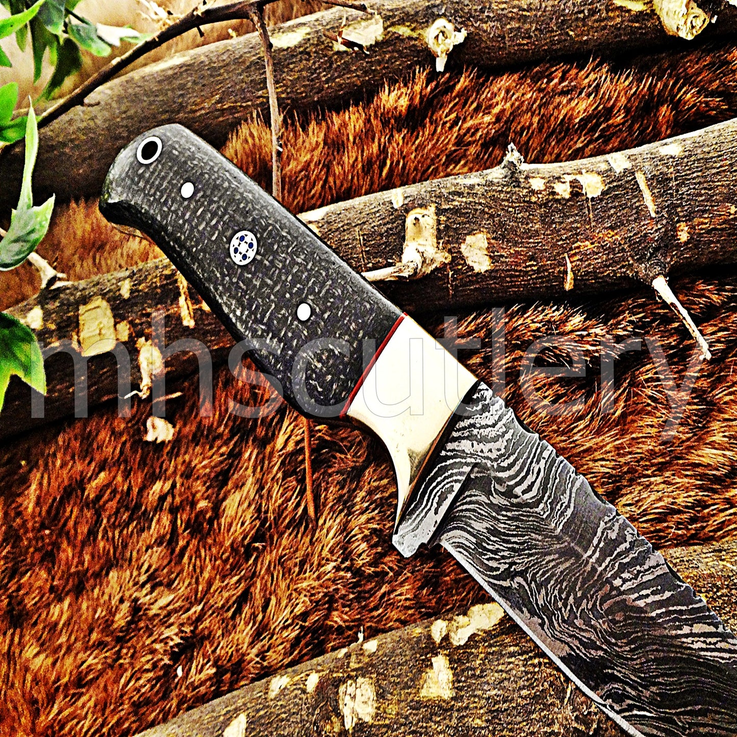 Handmade Damascus Steel Micarta Skinner Knife | mhscutlery