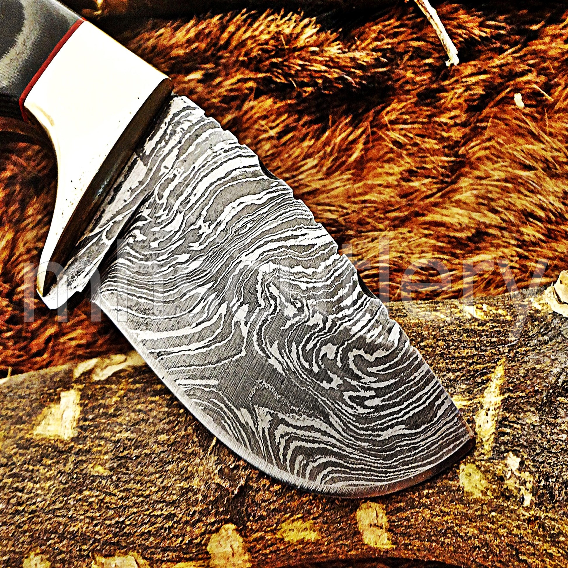Hand Forged Damascus Steel Mini Micarta Skinner | mhscutlery