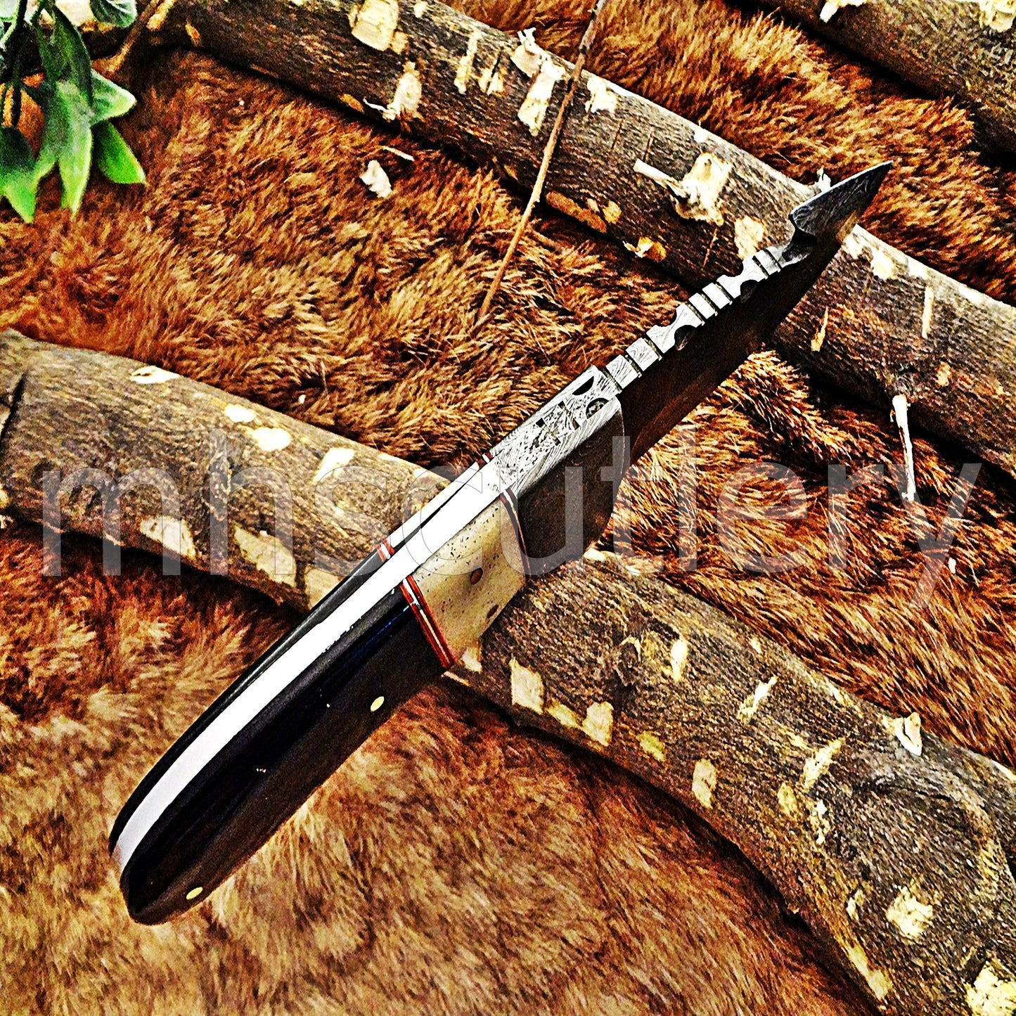 Custom Handmade Damascus Steel Gut Hook Knife | mhscutlery