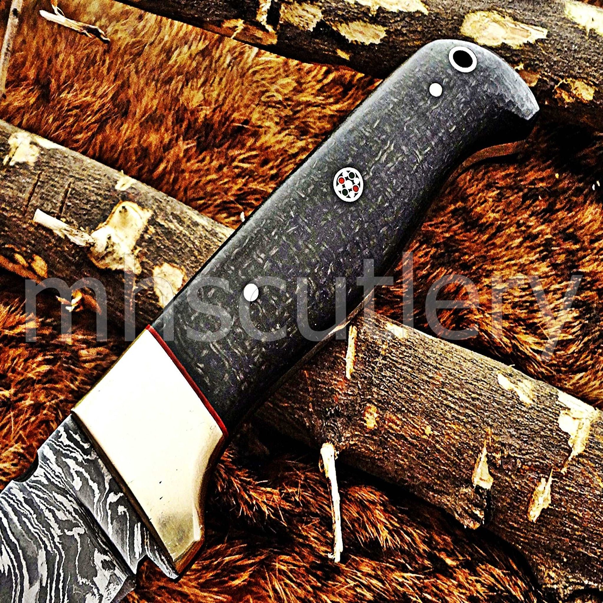 Custom Hand Forged Damascus Steel Slim Hunter Skinner Knife / Micarta | mhscutlery