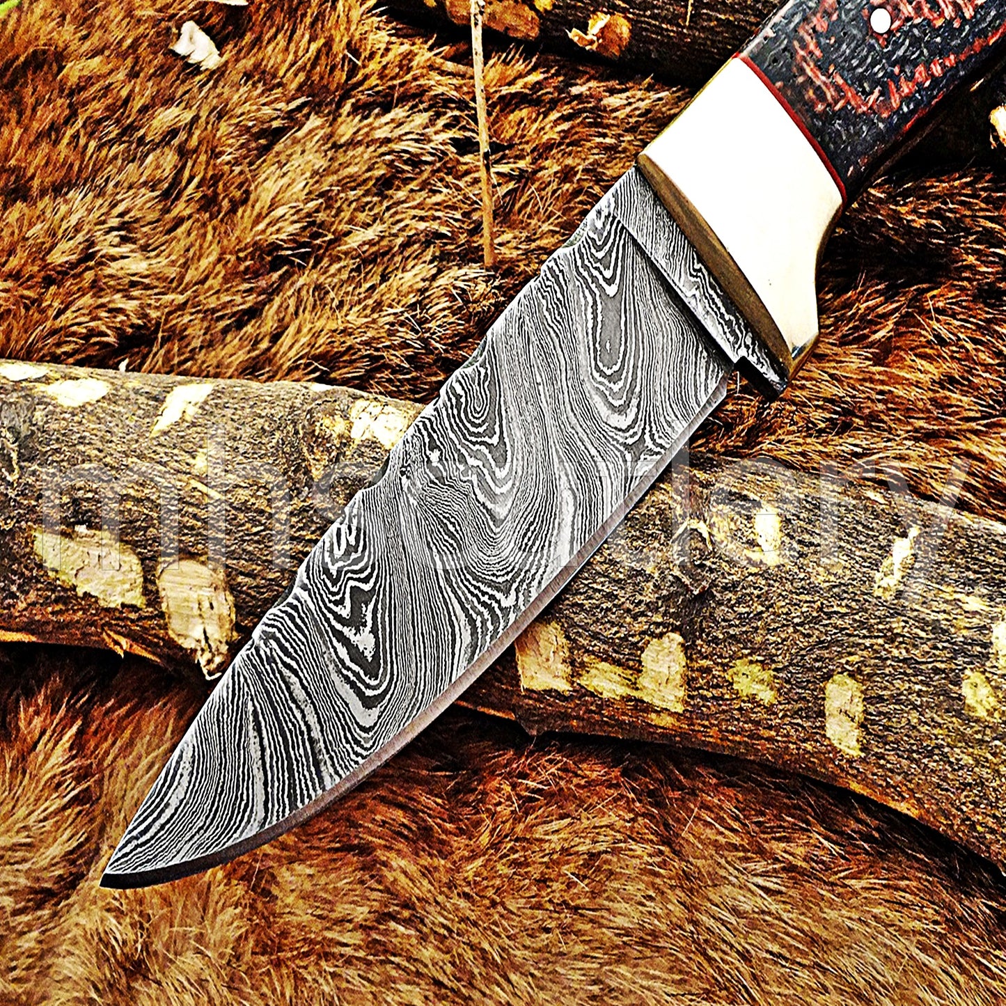 Damascus Steel Slim Skinner Knife / Micarta Handle | mhscutlery