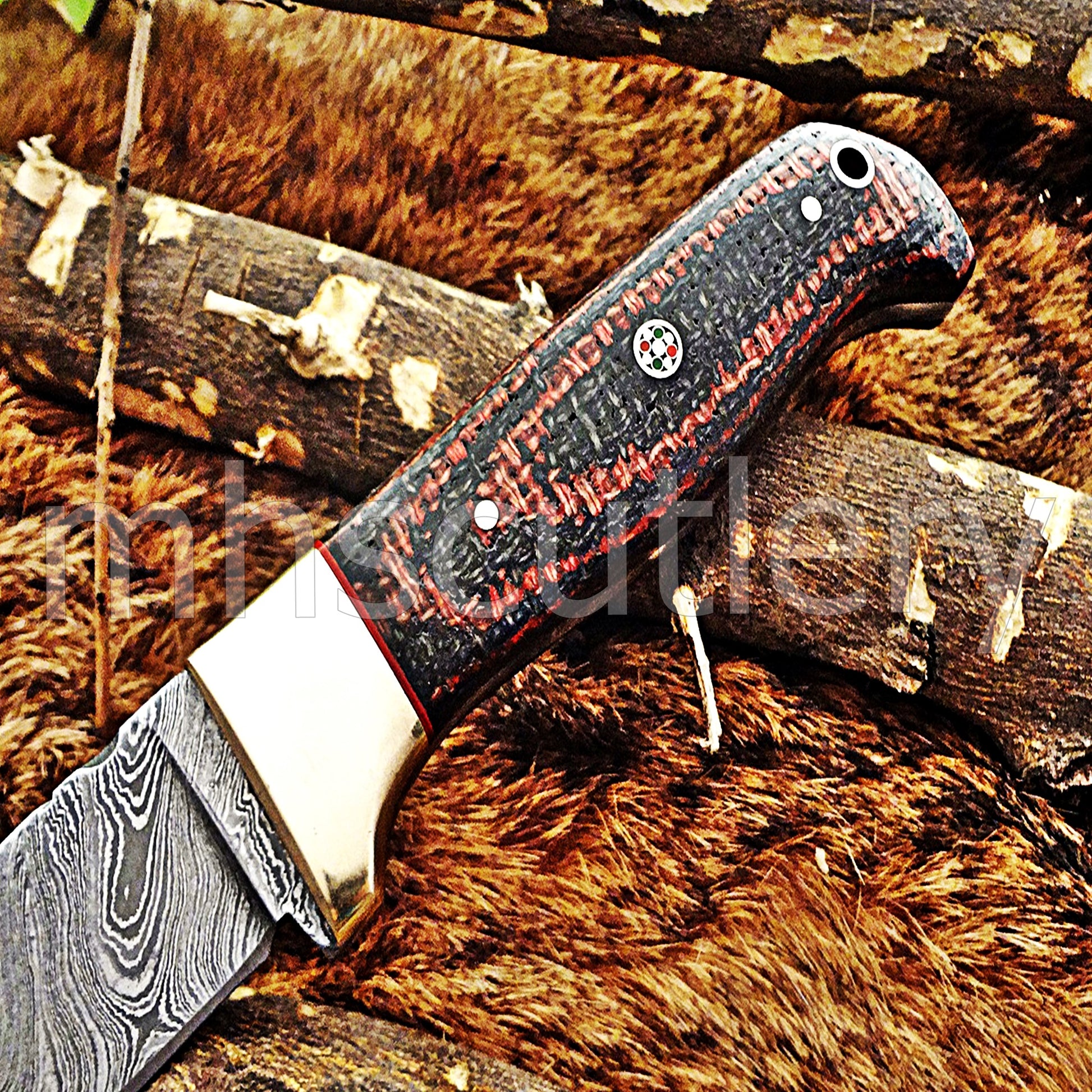 Damascus Steel Slim Skinner Knife / Micarta Handle | mhscutlery