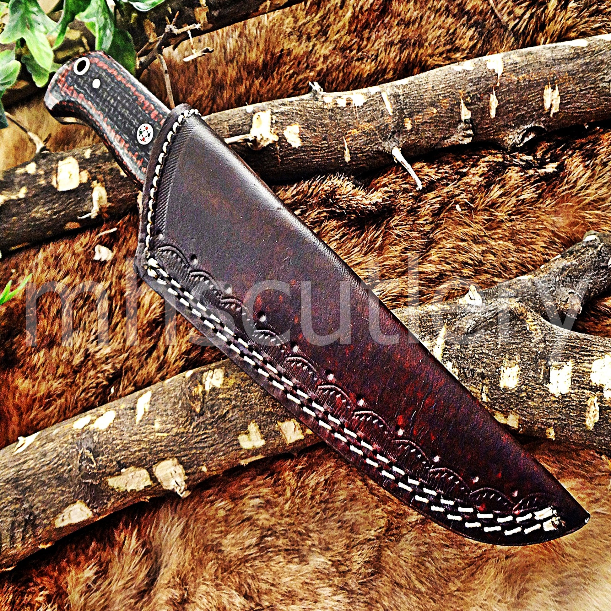 Damascus Steel Slim Skinner Knife / Micarta Handle | mhscutlery