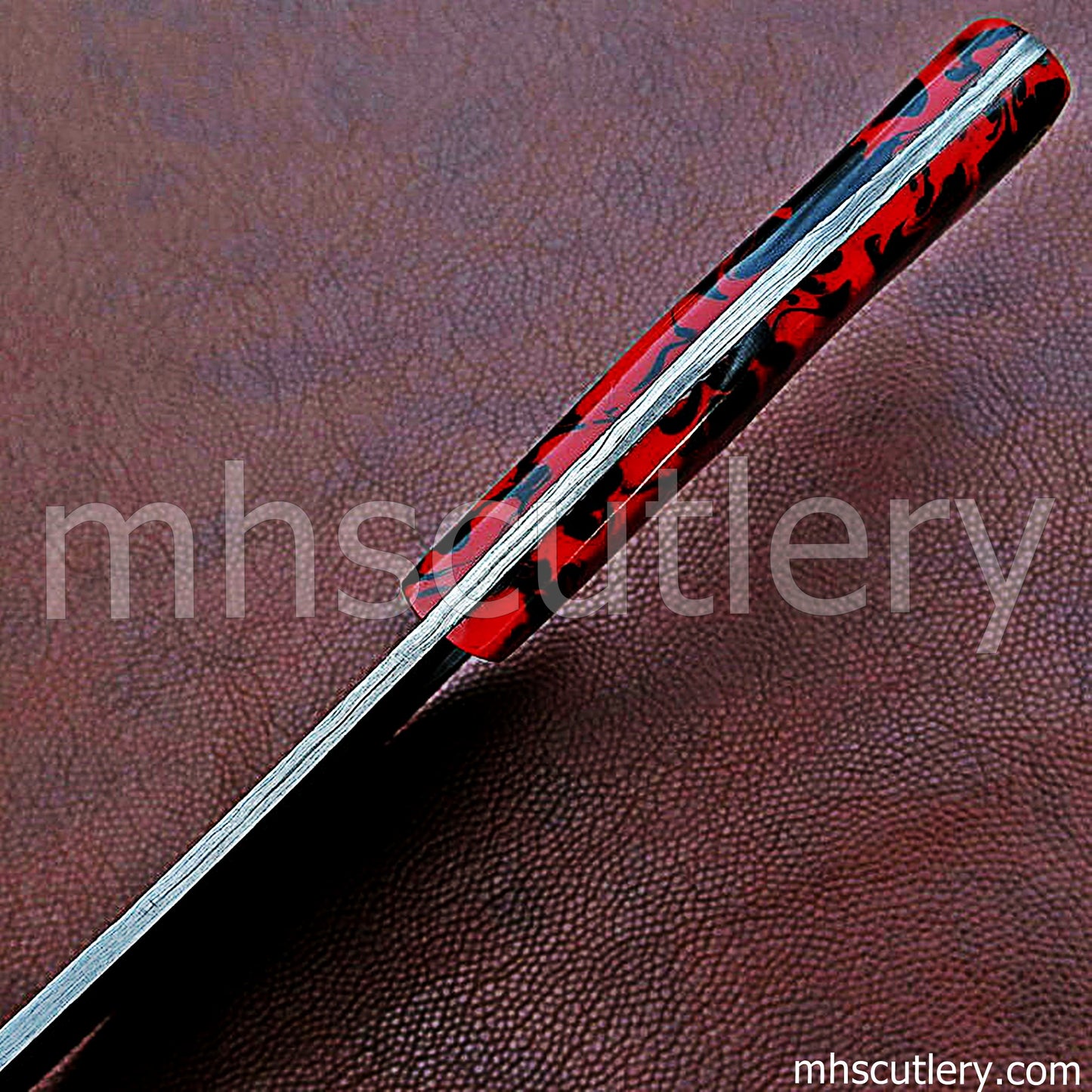 Raindrop Damascus Steel Kitchen's Chef Cleaver Knife / Resin Handle | mhscutlery