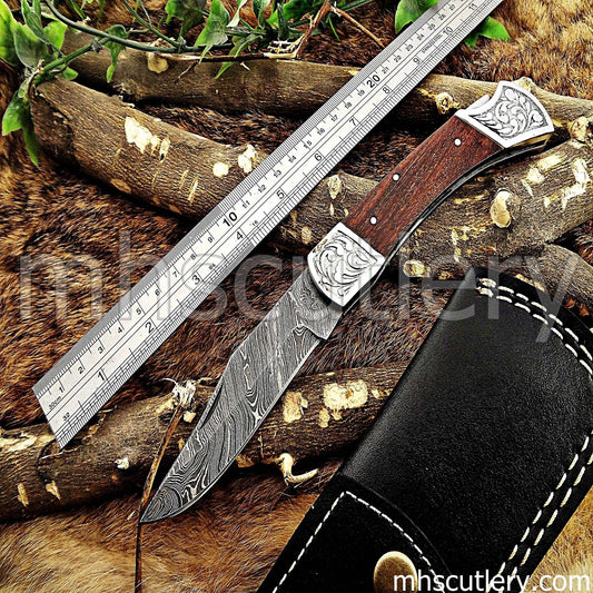 Custom Hand Forged Damascus Steel Classic Folding Pocket Knife | mhscutlery