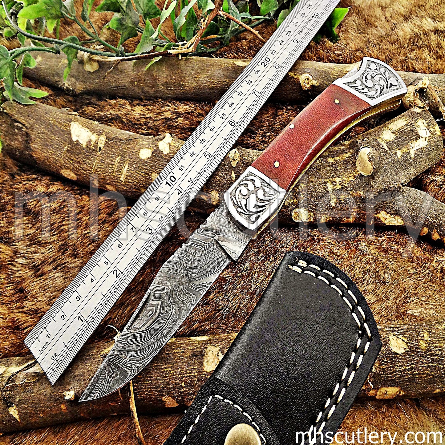 Custom Hand Forged Damascus Steel Traditional Folding Pocket Knife | mhscutlery