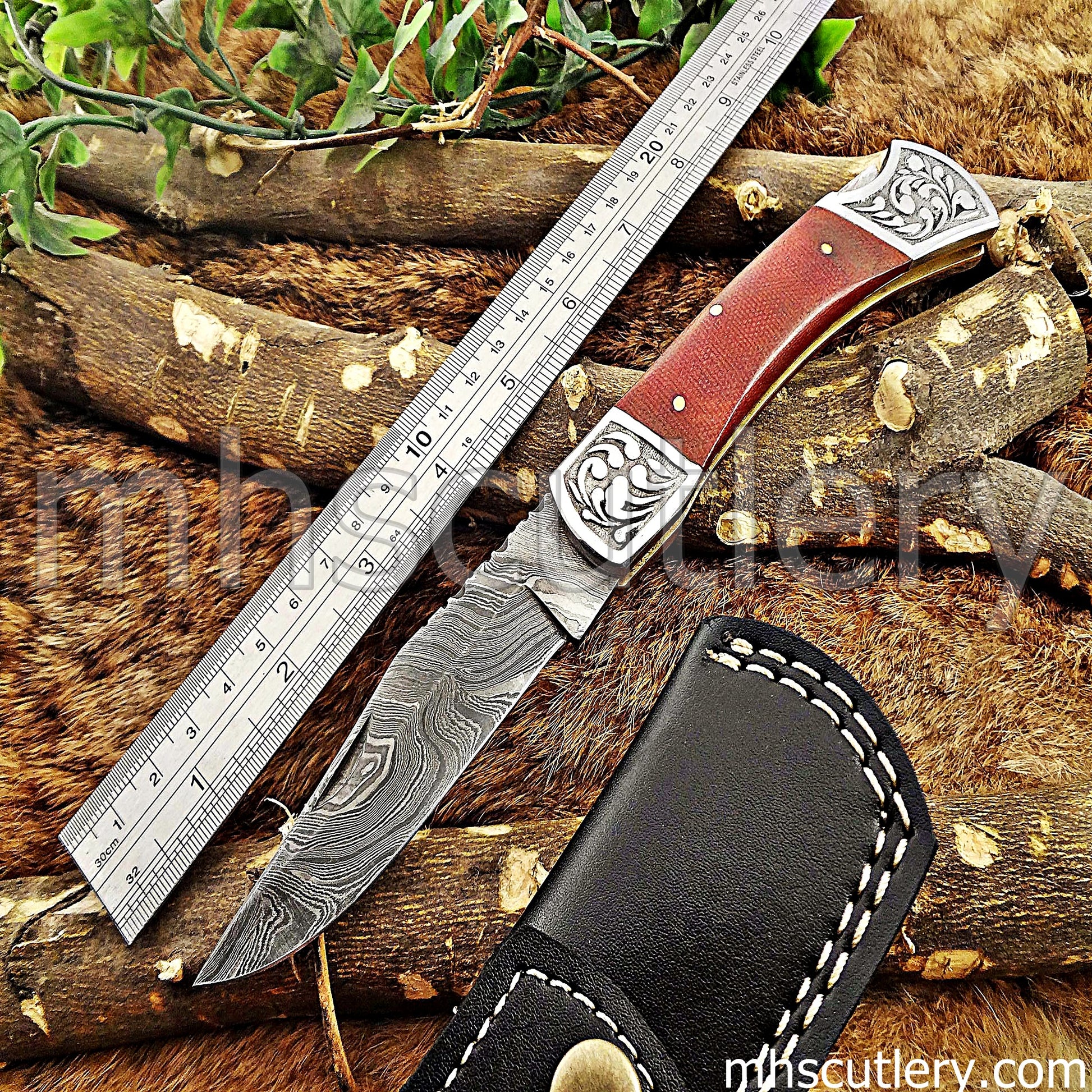 Custom Hand Forged Damascus Steel Traditional Folding Pocket Knife | mhscutlery