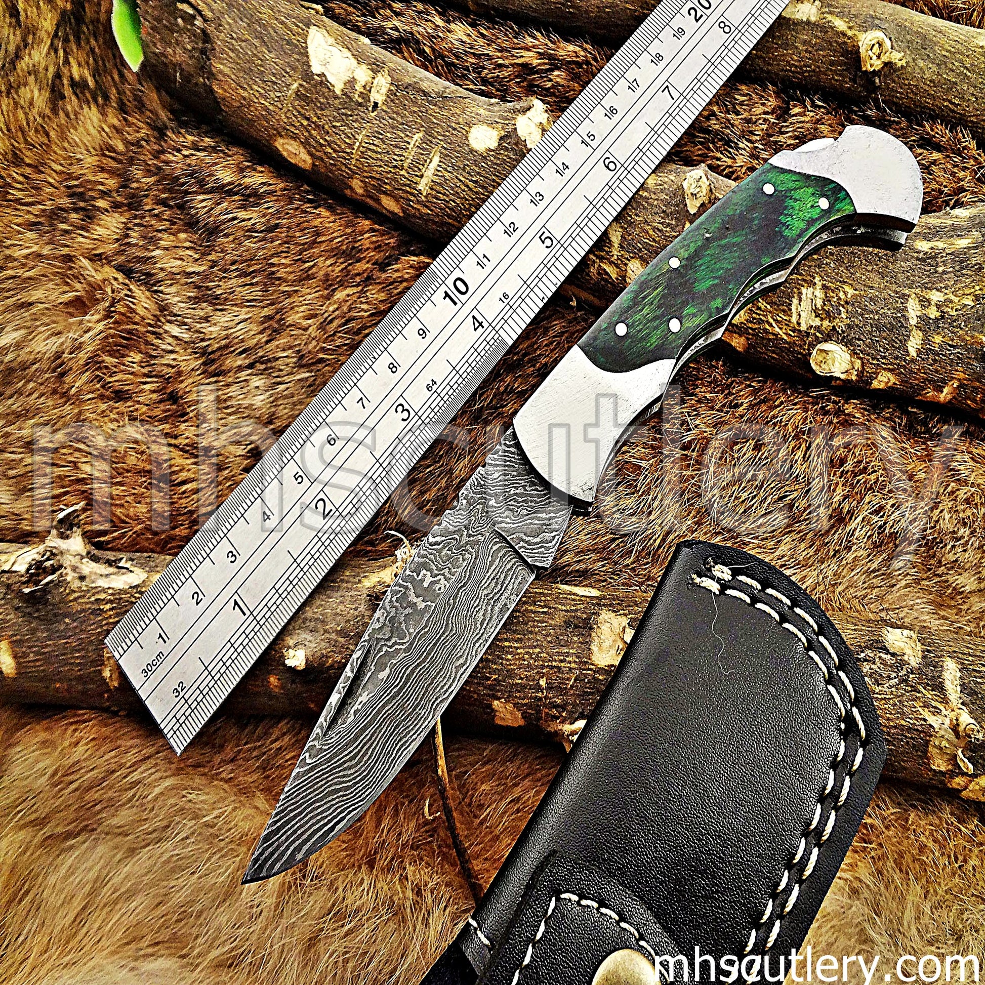 Handmade Damascus Steel Folding Knife | mhscutlery