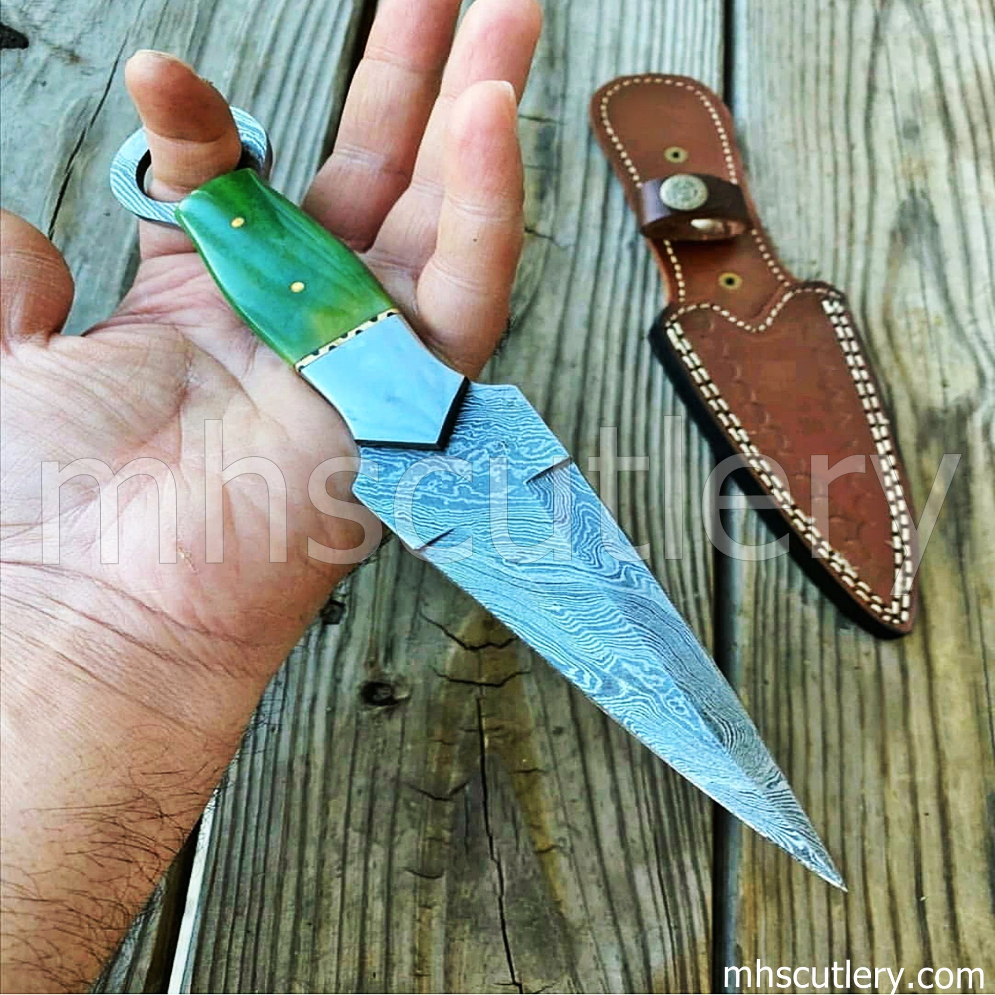 Handmade Damascus Steel Tactical Dagger Knife | mhscutlery