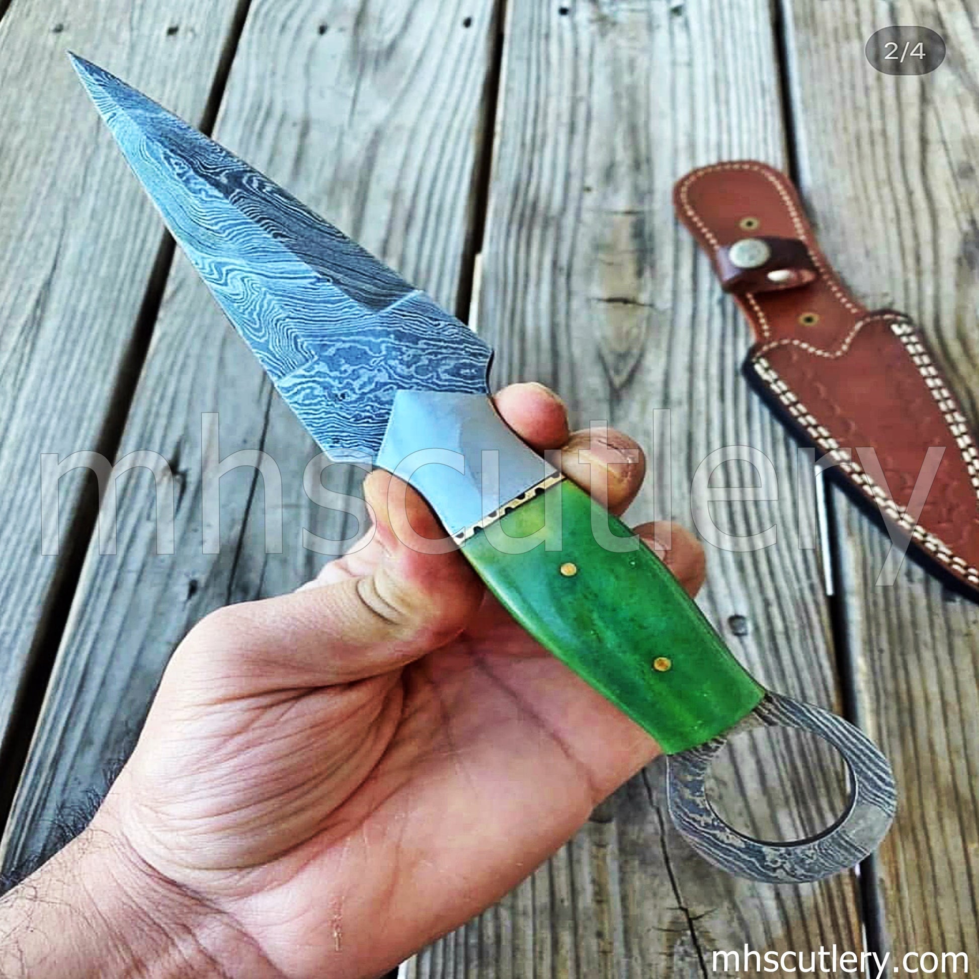 Handmade Damascus Steel Tactical Dagger Knife | mhscutlery