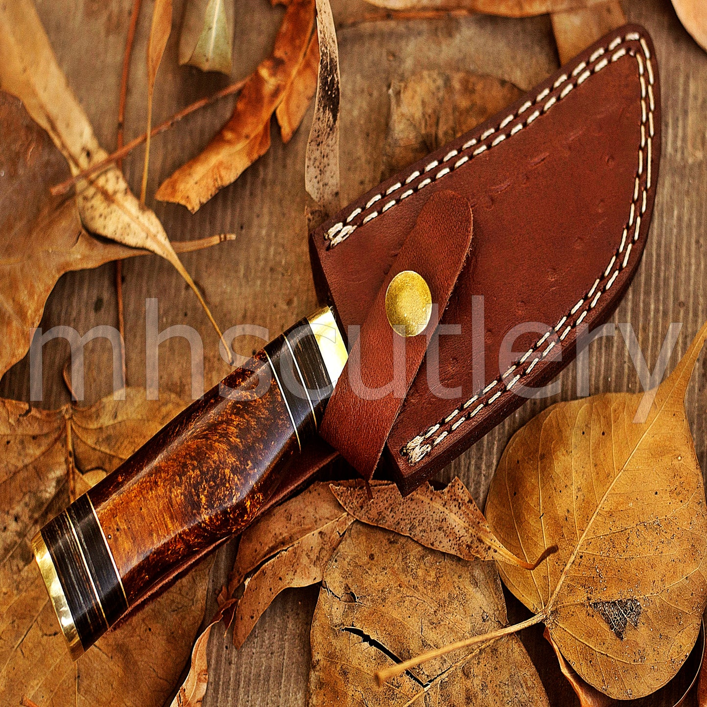Hand Forged Damascus Steel Skinner Hunting Rat Tail Knife With Resin Handle | mhscutlery