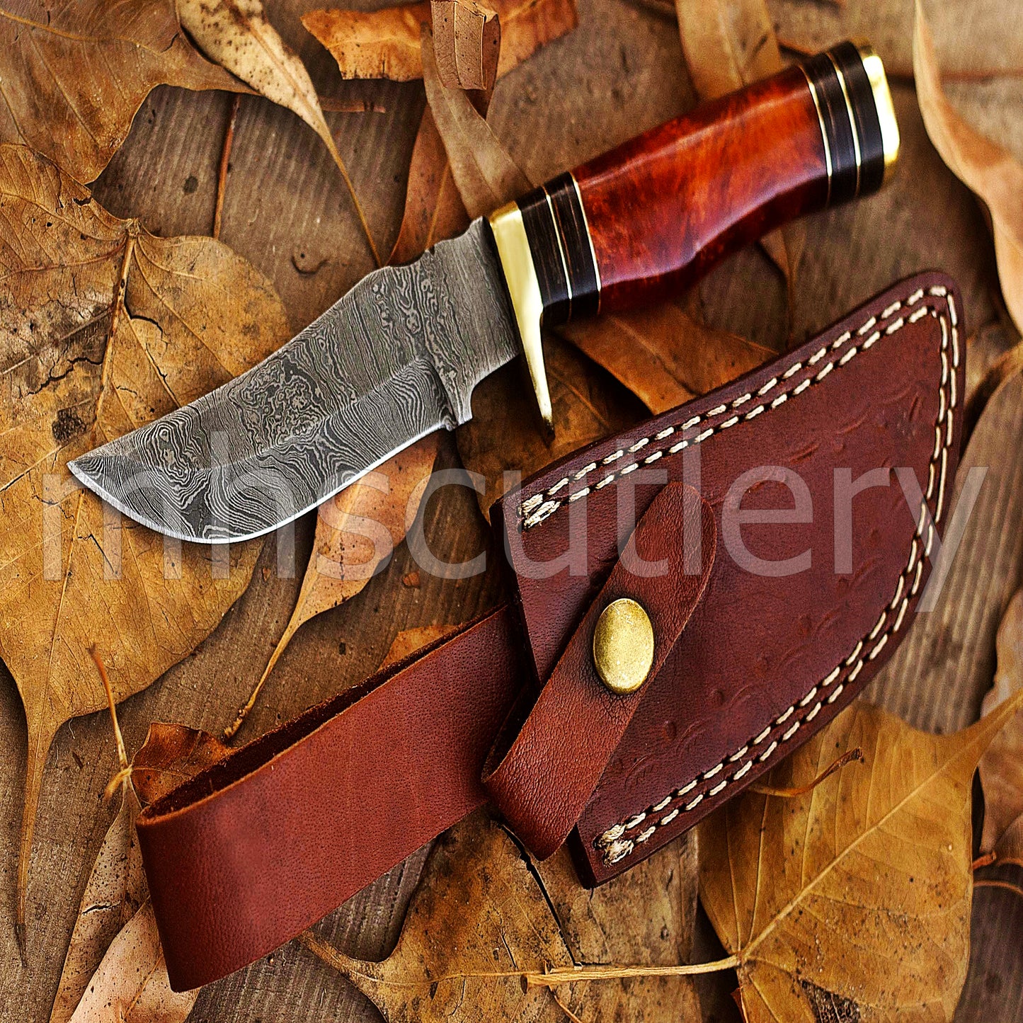 Handmade Skinner Damascus Steel Knife With Resin handle | mhscutlery