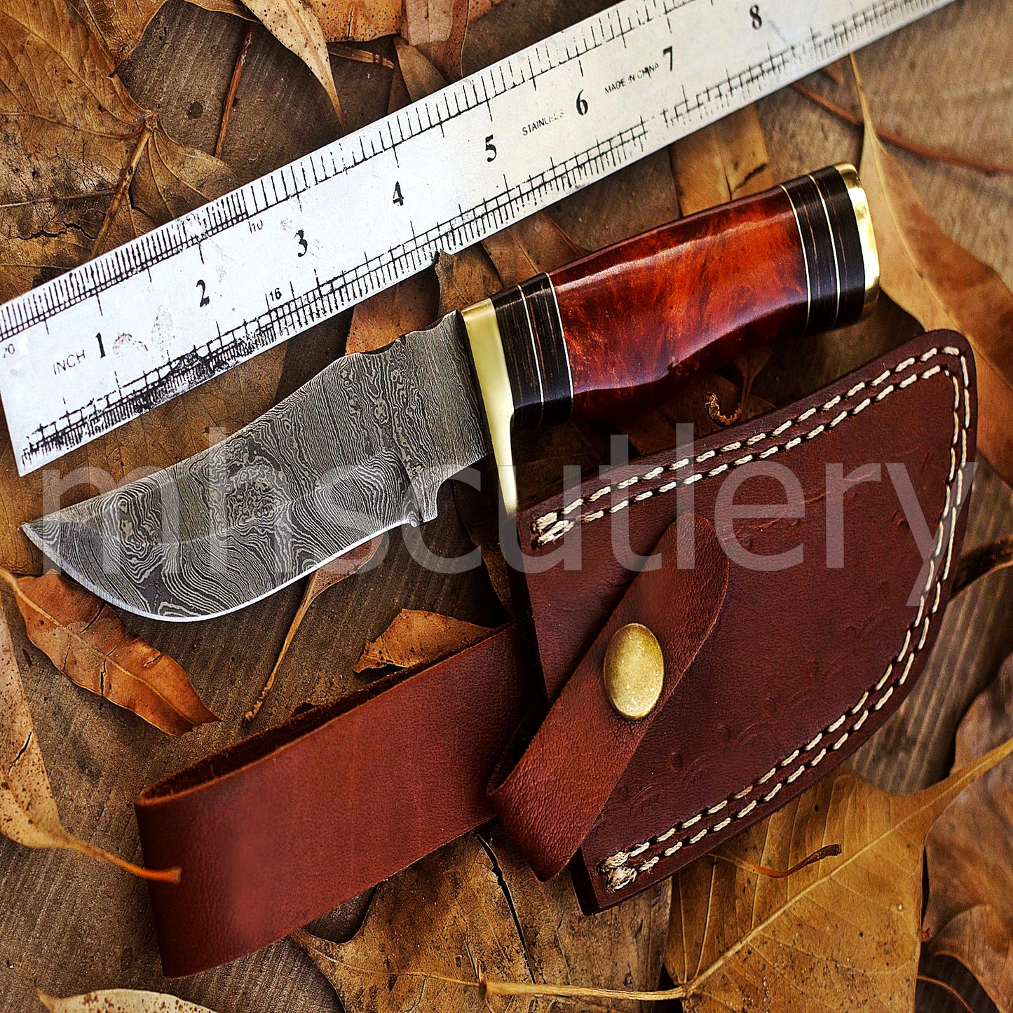 Handmade Skinner Damascus Steel Knife With Resin handle | mhscutlery