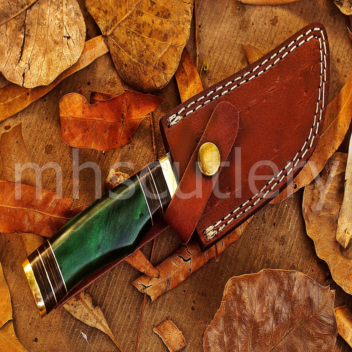 Custom Hand Forged Damascus Steel Hunter Skinner Knife With Resin Handle | mhscutlery