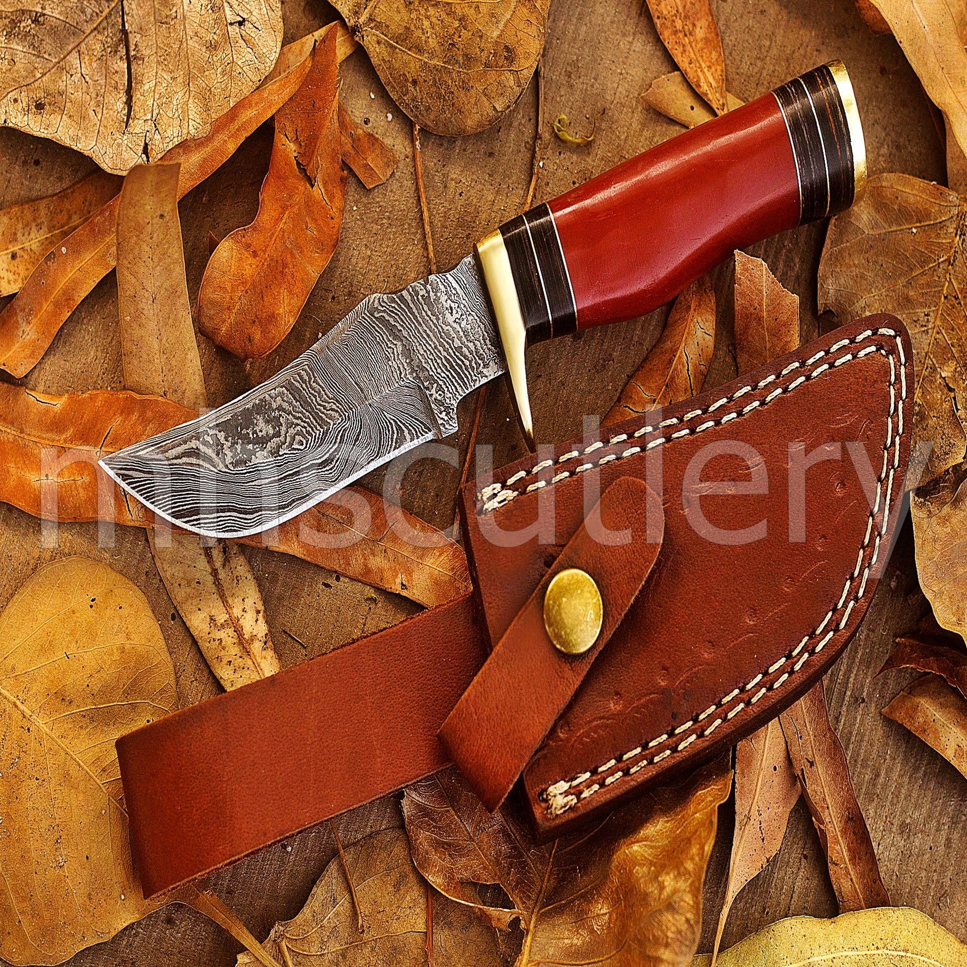 Custom Handmade Damascus Steel Skinner Knife With Resin Handle | mhscutlery