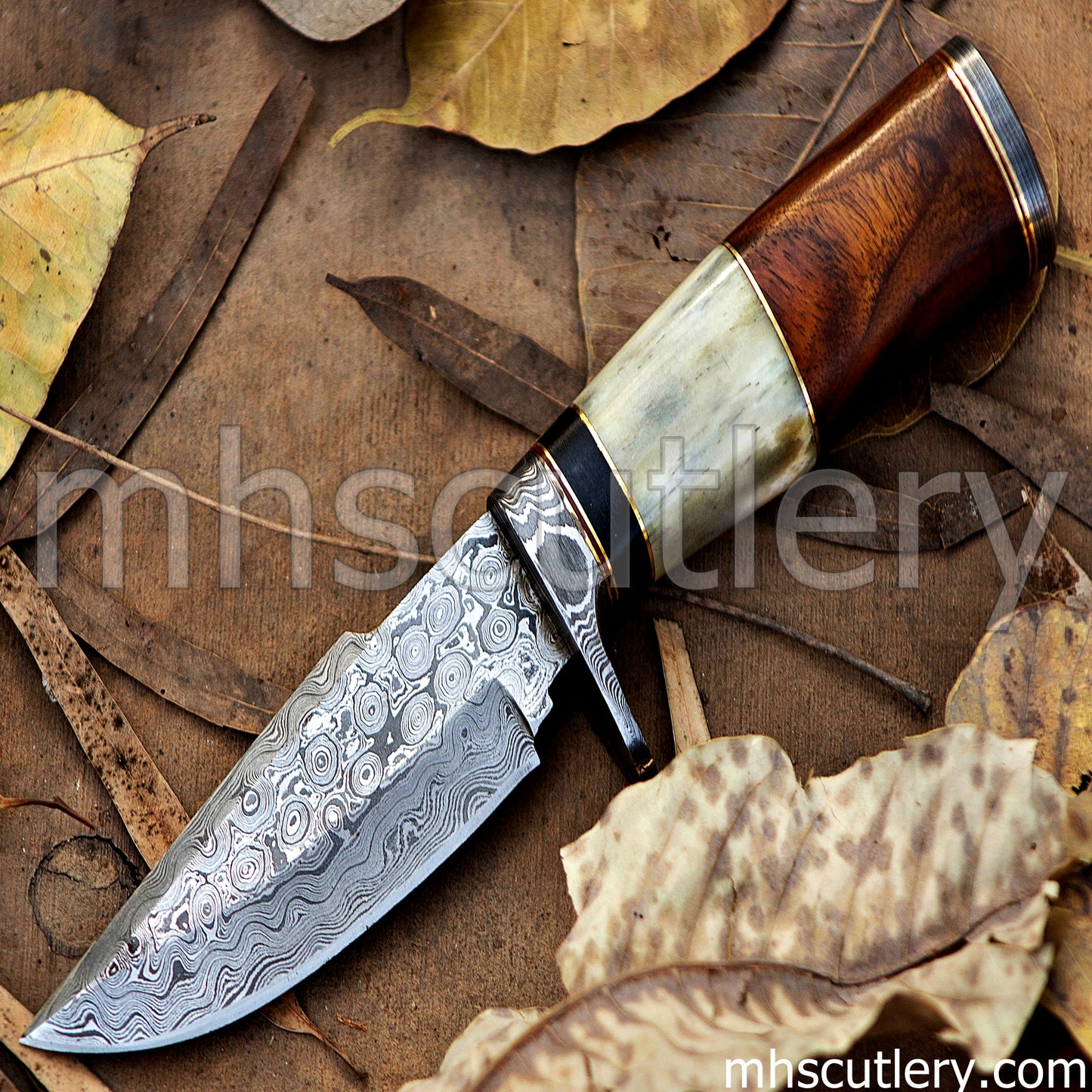 Custom Hand Forged Raindrop Damascus Steel Tactical Knife | mhscutlery