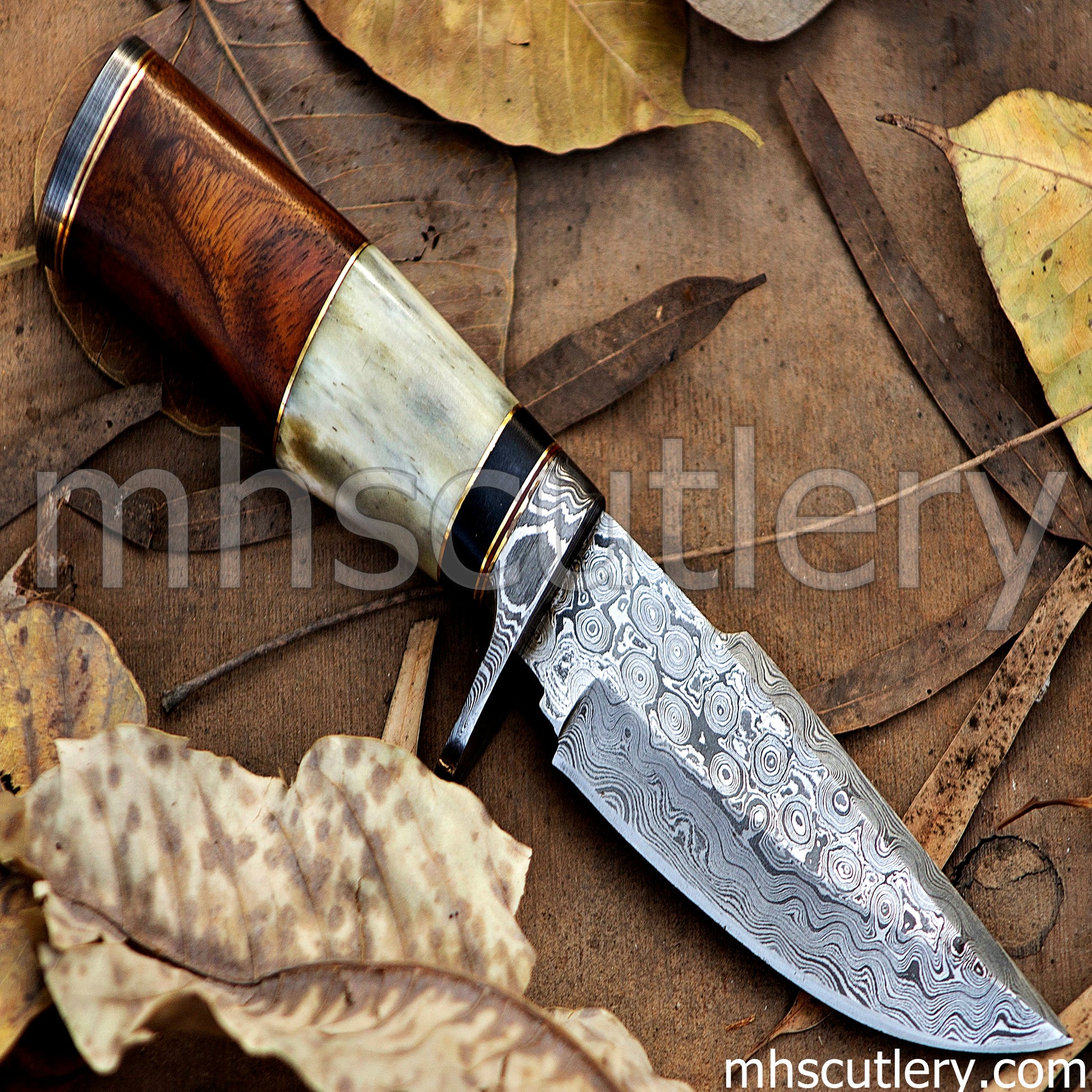 Custom Hand Forged Raindrop Damascus Steel Tactical Knife | mhscutlery