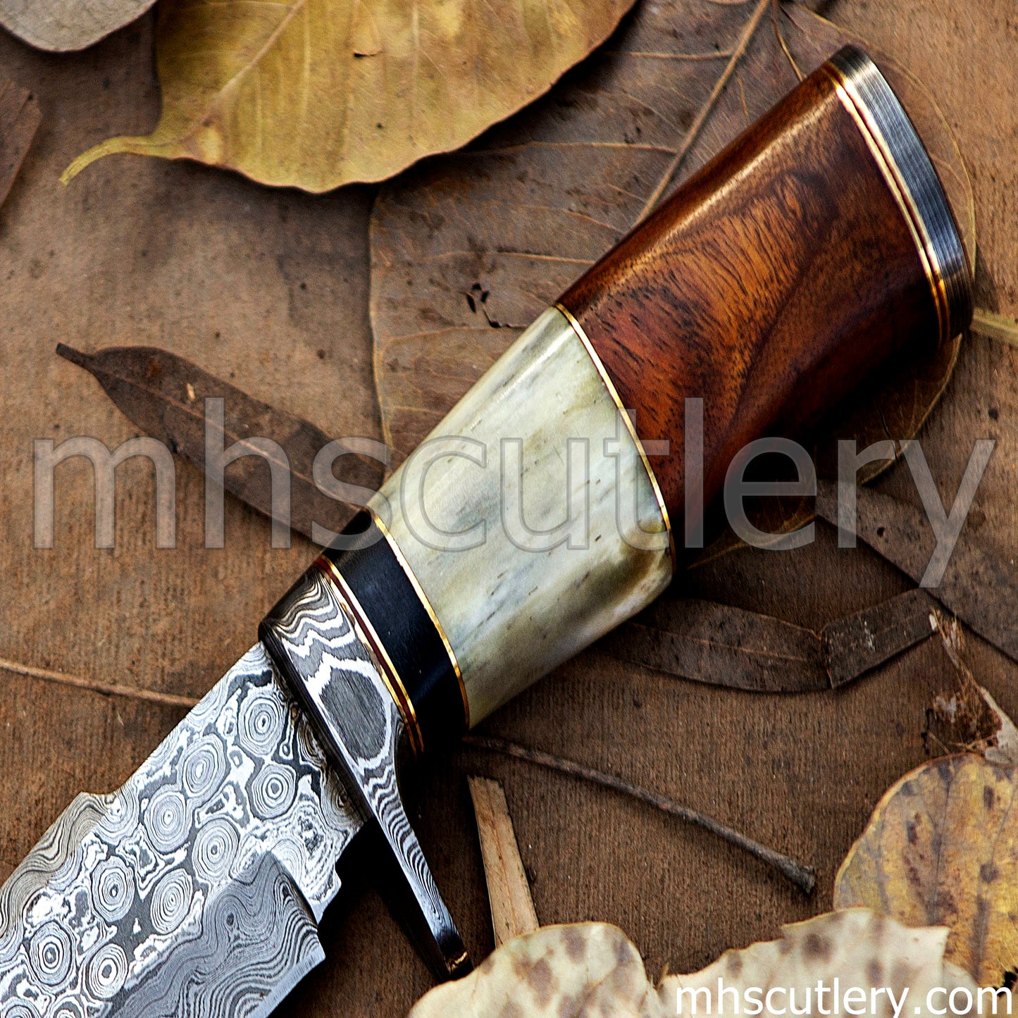 Custom Hand Forged Raindrop Damascus Steel Tactical Knife | mhscutlery