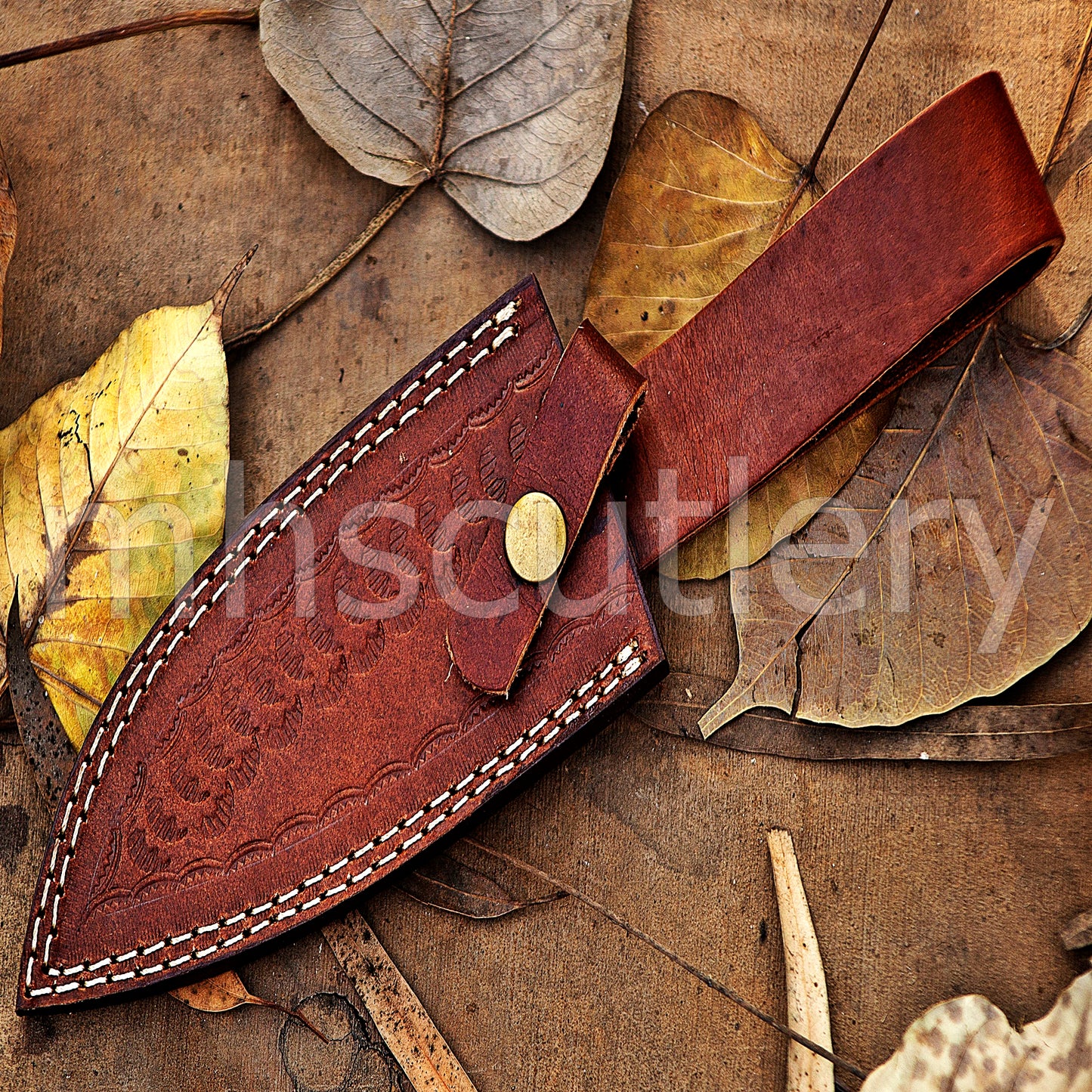 Damascus Steel Hunter Skinner Knife With Purple Resin | mhscutlery