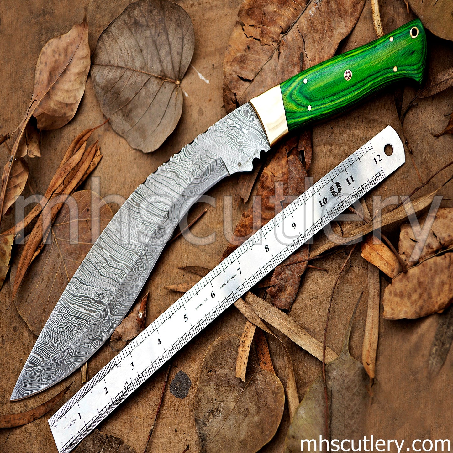 Hand Forged Damascus Steel Tactical Survival Kukri Knife | mhscutlery