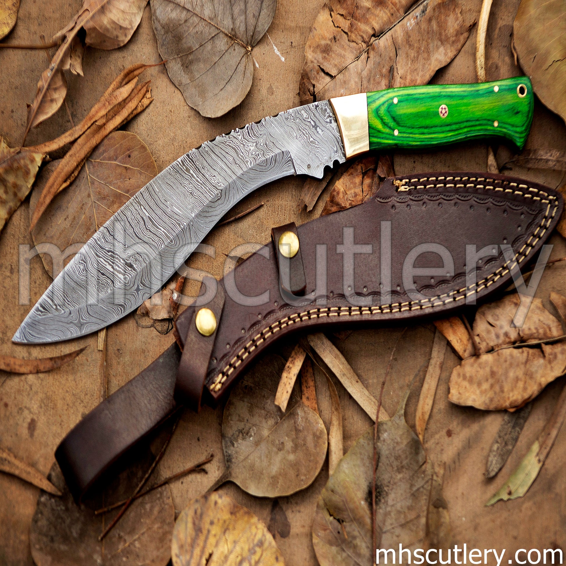 Hand Forged Damascus Steel Tactical Survival Kukri Knife | mhscutlery