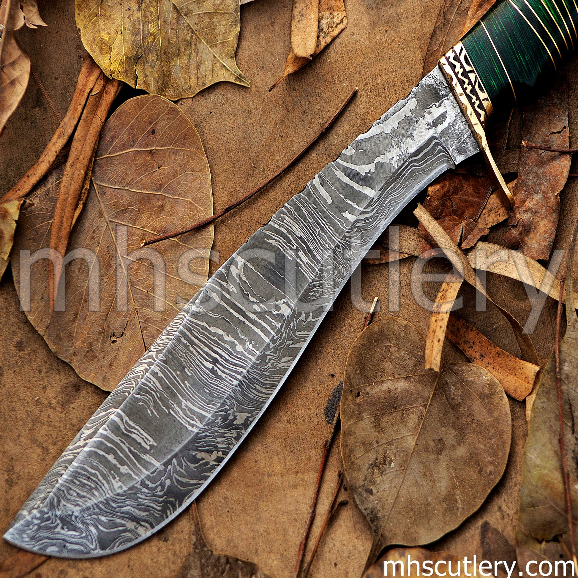 Custom Handmade Damascus Steel Traditional Hunter Kukri | mhscutlery