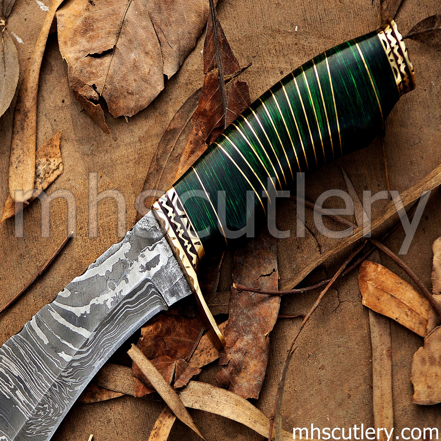 Custom Handmade Damascus Steel Traditional Hunter Kukri | mhscutlery