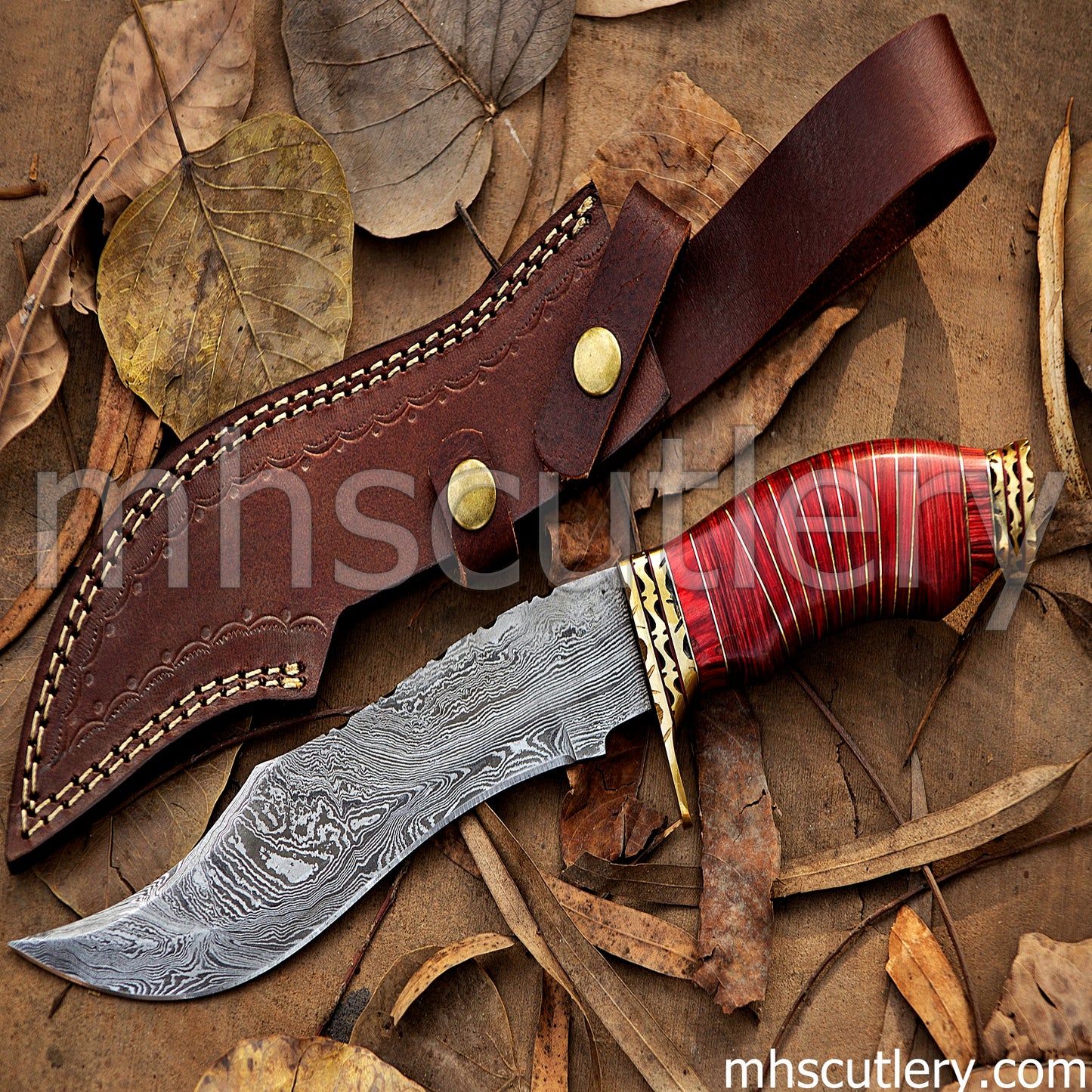 Custom Hand Forged Damascus Steel Vampire Hunter Knife | mhscutlery