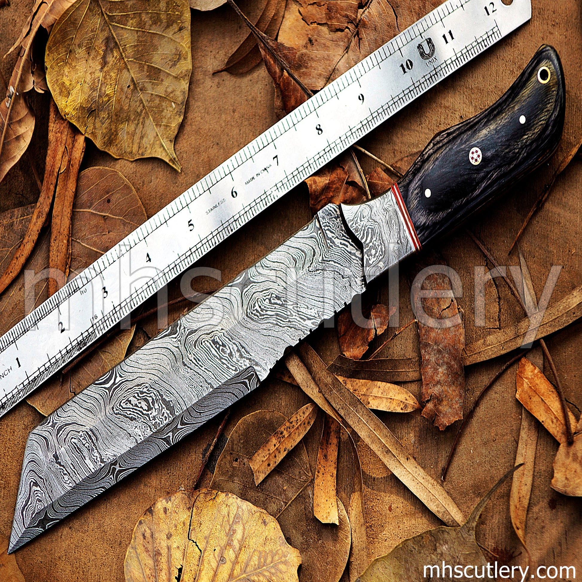 Hand Forged Damascus Steel Long Tactical Tracker Knife | mhscutlery