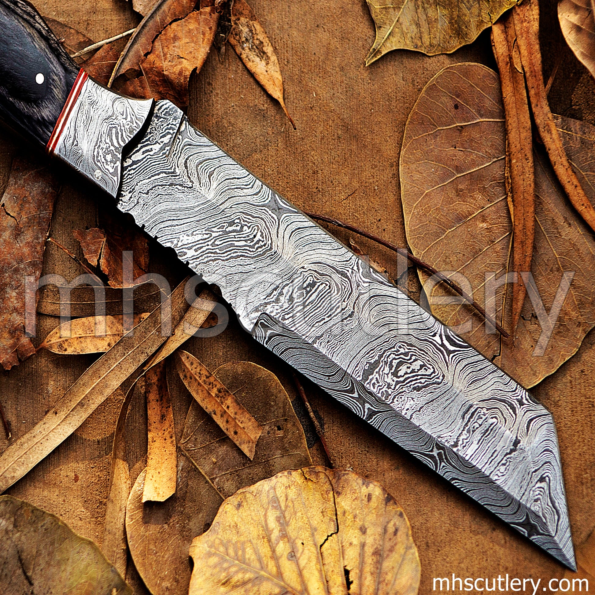 Hand Forged Damascus Steel Long Tactical Tracker Knife | mhscutlery
